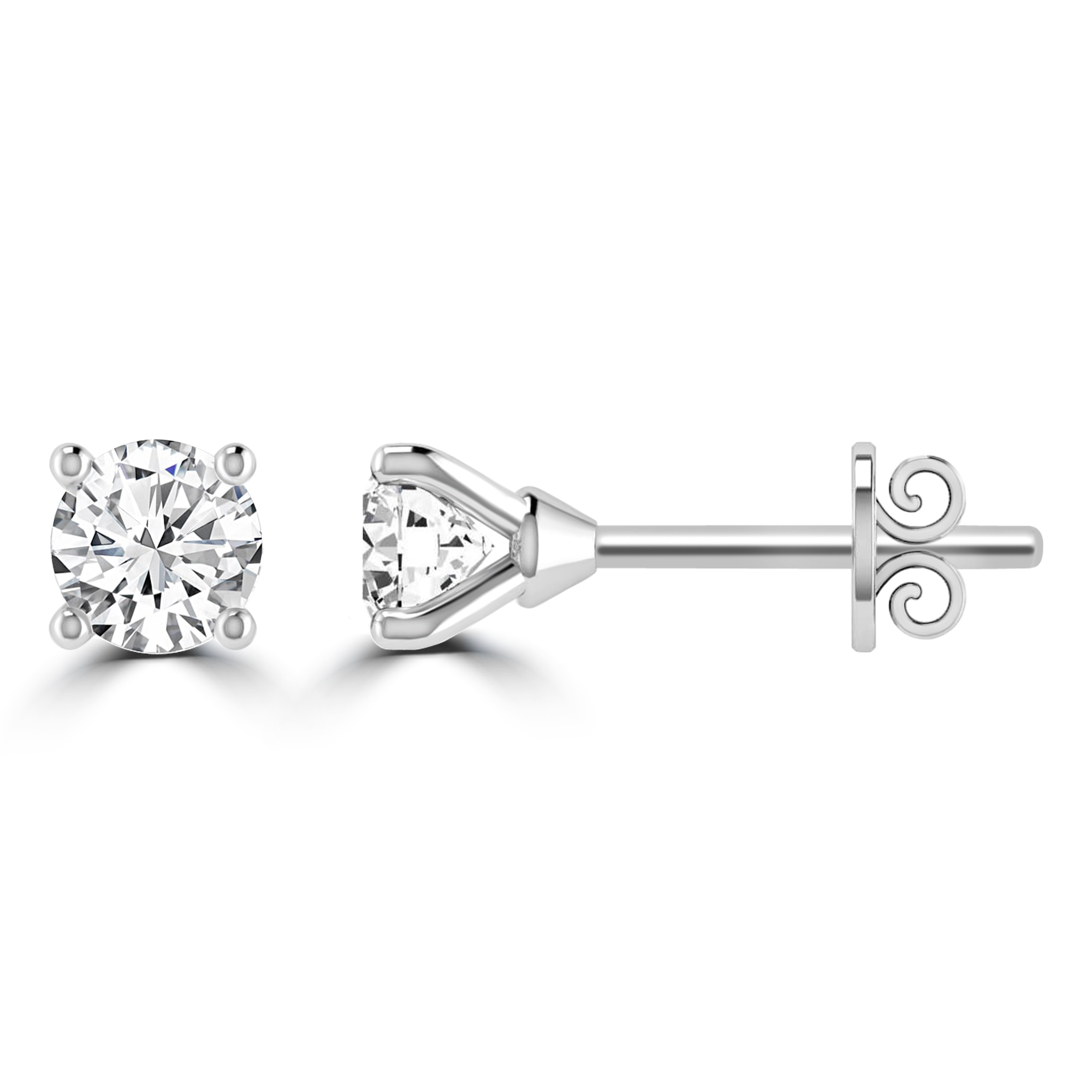 0.50ct GH I1 Diamond 4 Claw Studs in 9ct White Gold