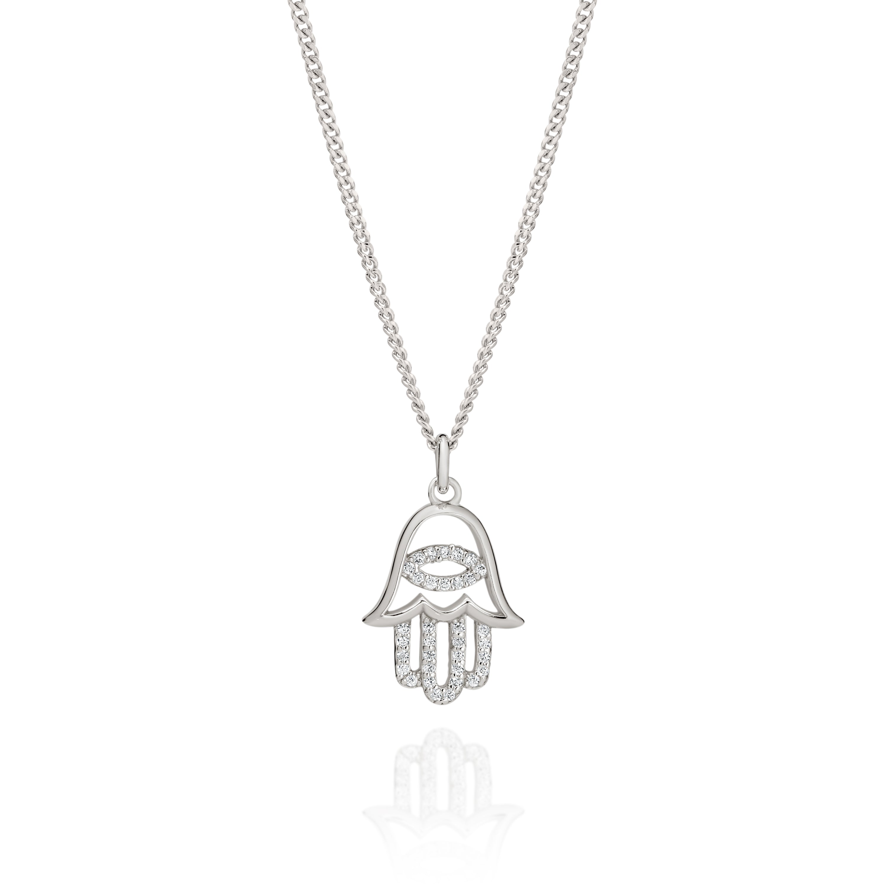 Silver stone set 'Hamsa' hand
