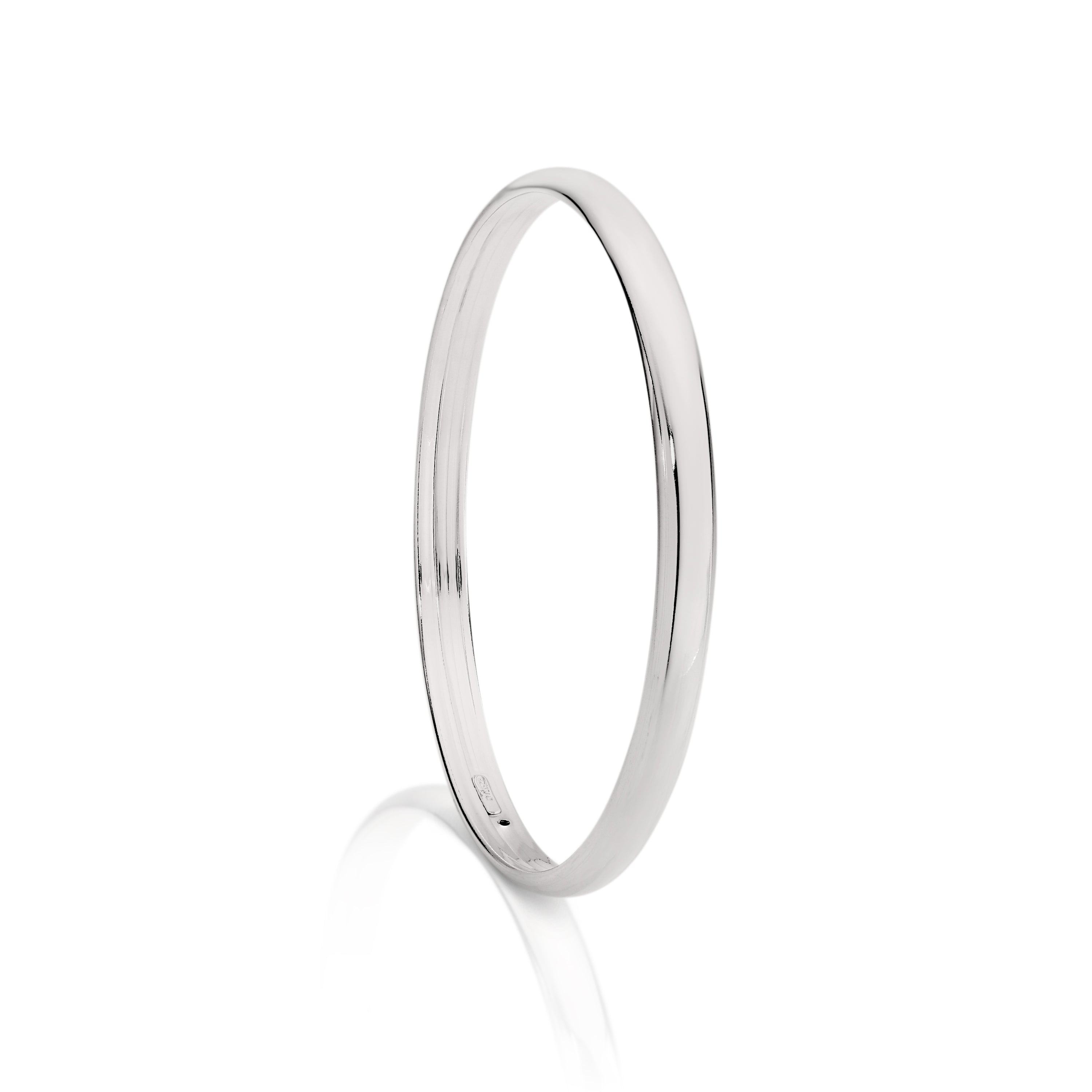 Silver 5mm half round bangle 70mm
