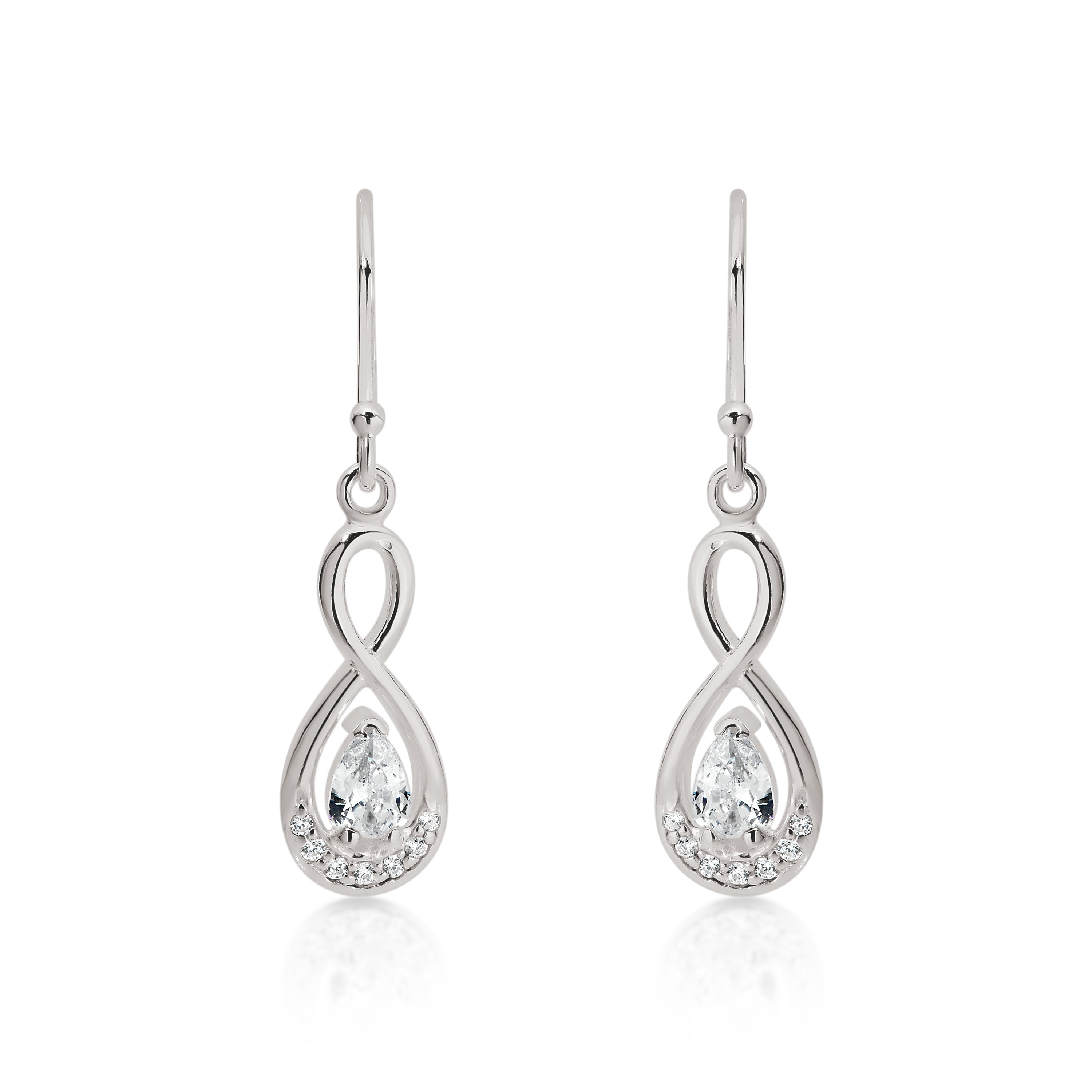 Silver cubic zirconia infinity drops