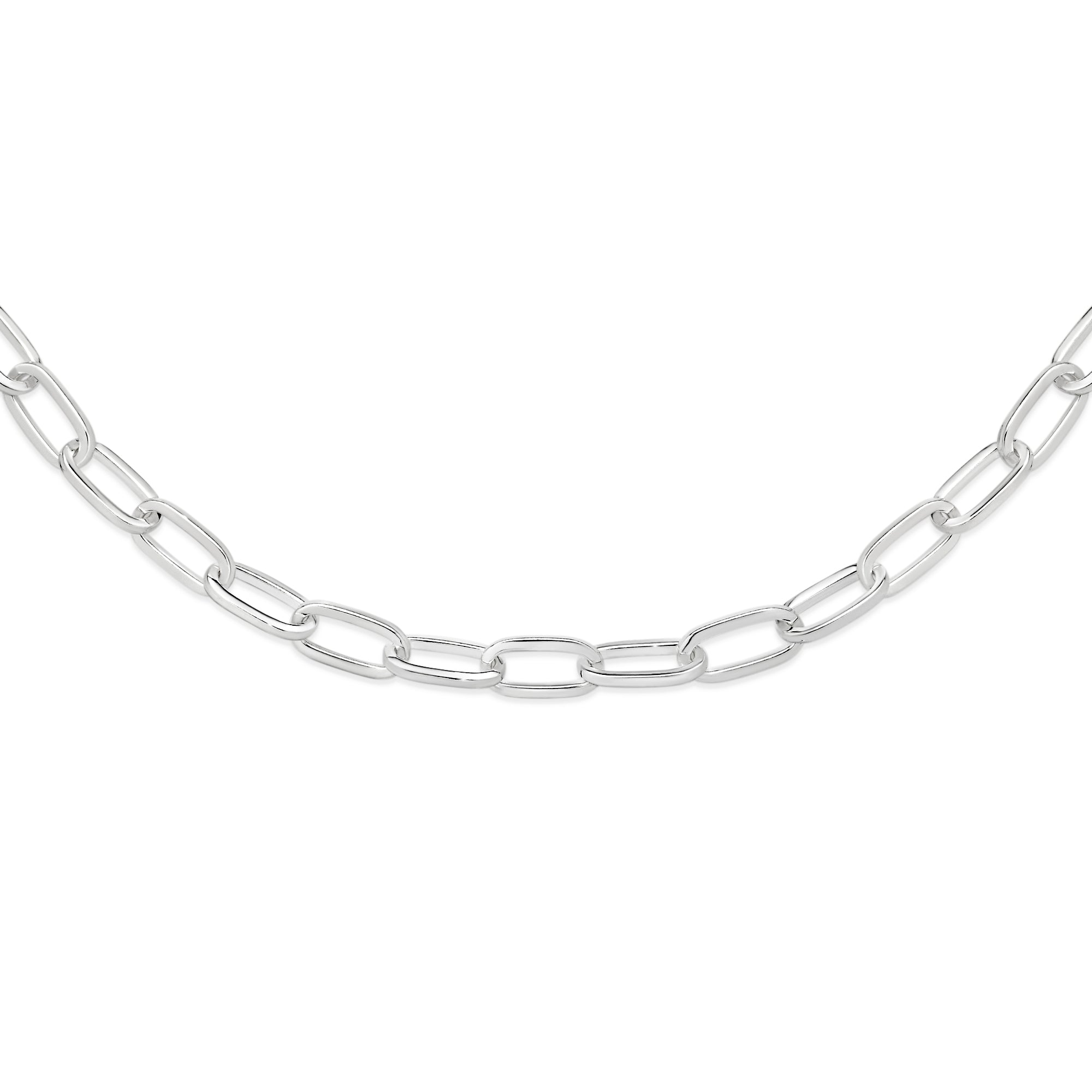 Sterling silver 9x18mm square tube paperclip necklet 46cm