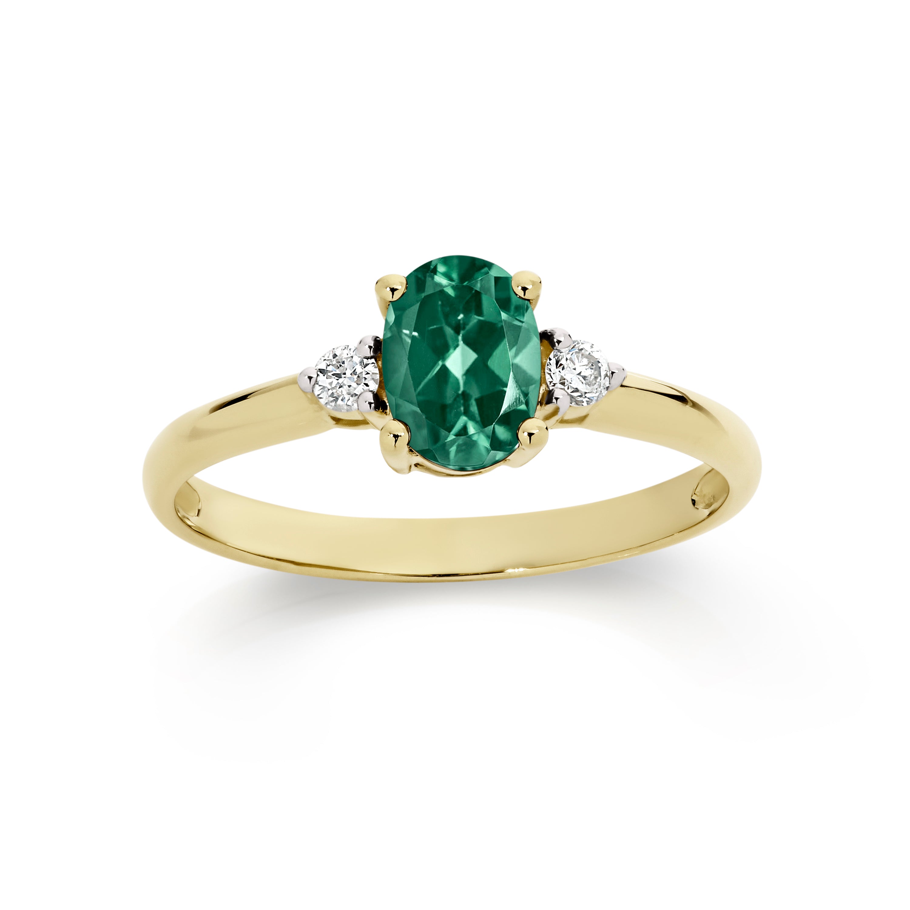 9ct gold emerald & diamond ring
