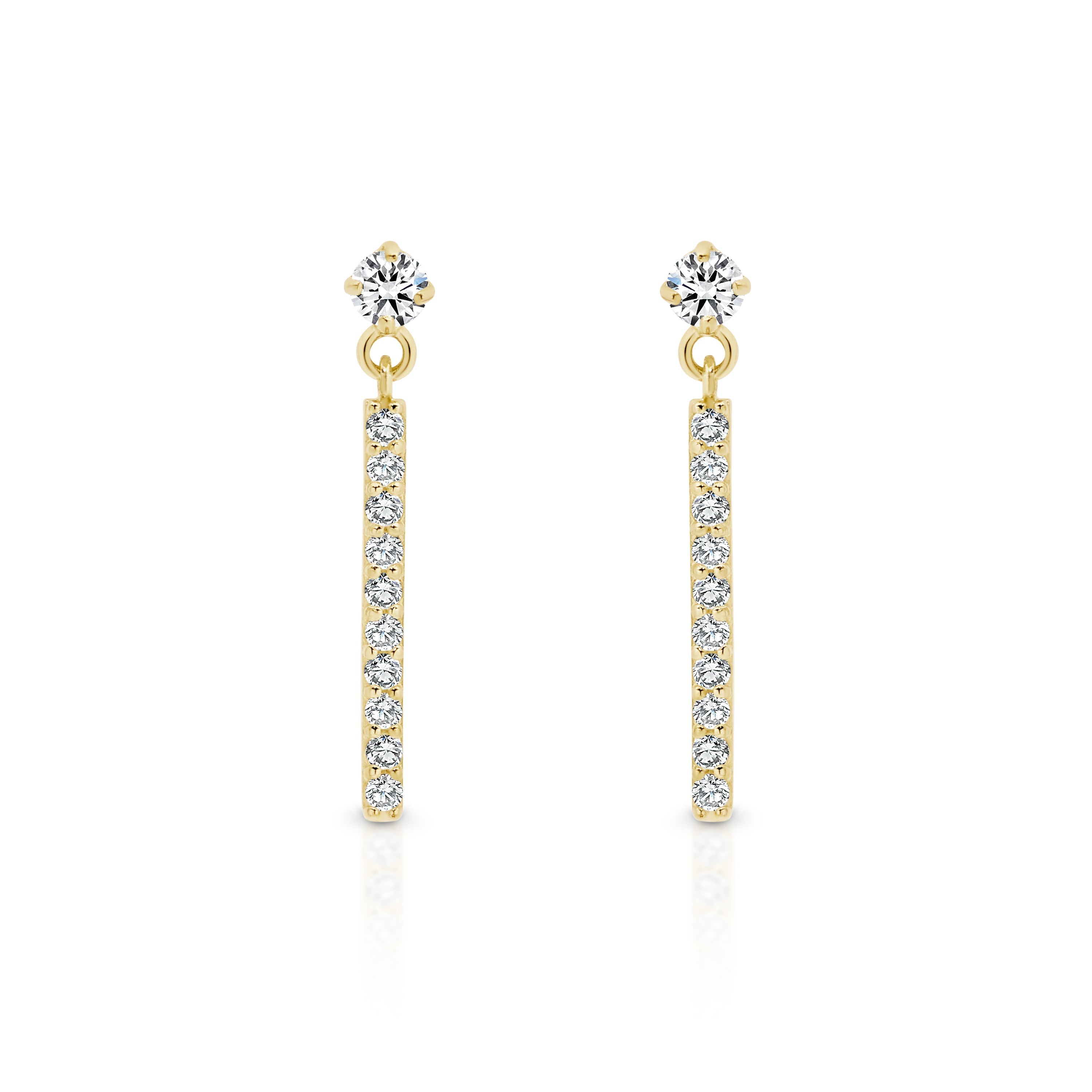 9ct gold stone set drop earrings