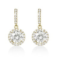 9ct gold stone set drop earrings
