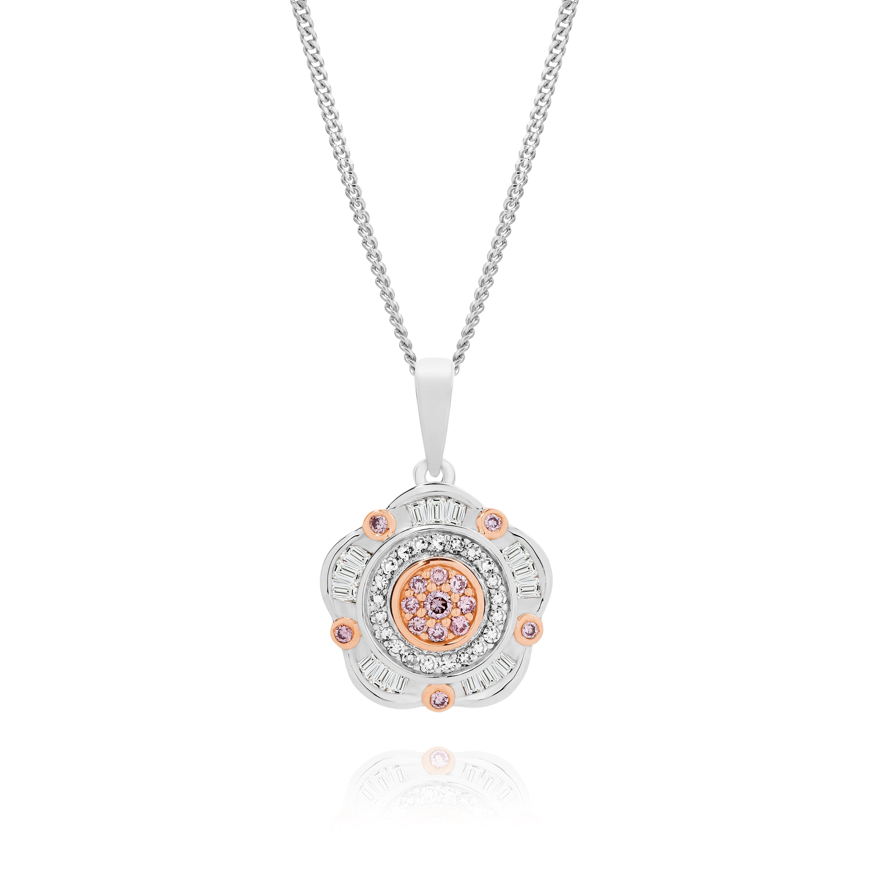 9ct white gold 0.25ct Natural Australian pink diamond pendant