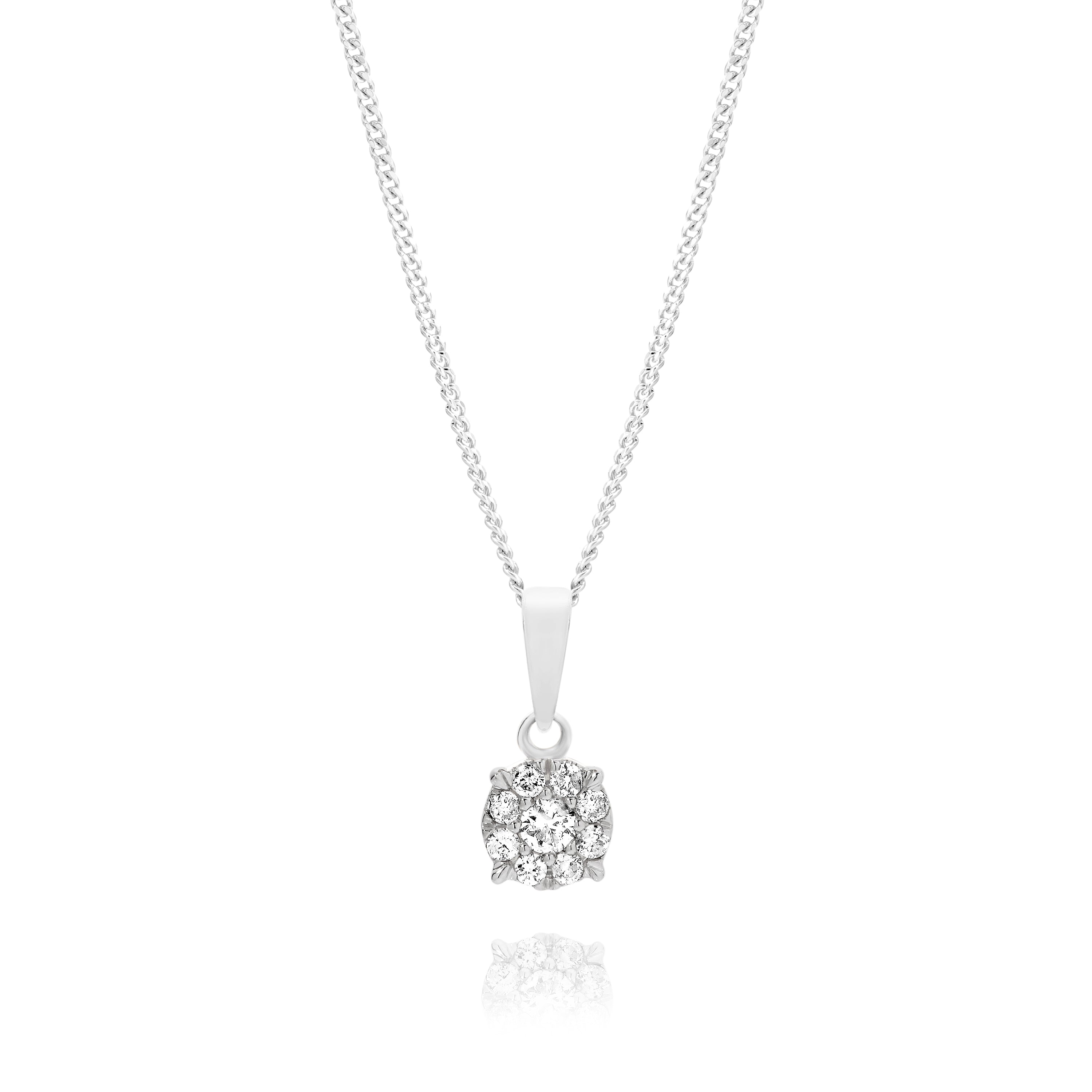 9ct white gold 0.13ct diamond pendant