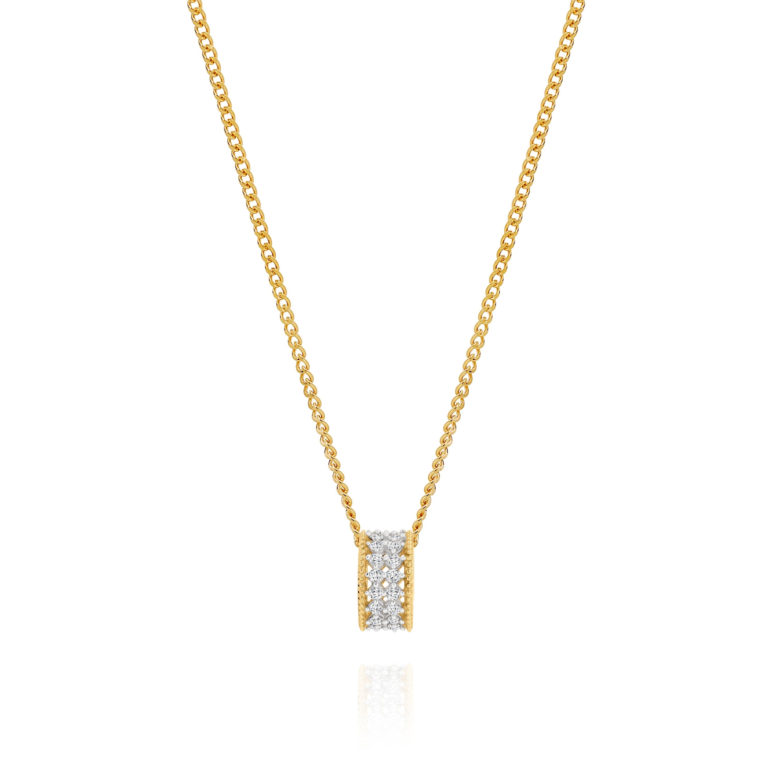 9ct 0.20ct diamond millgrain slider pendant