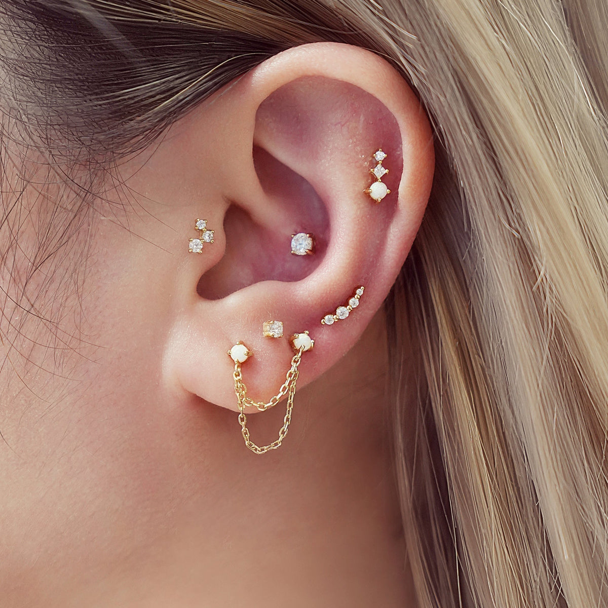 Ania Haie Gold Bezel Beaded Stone Stud Earrings