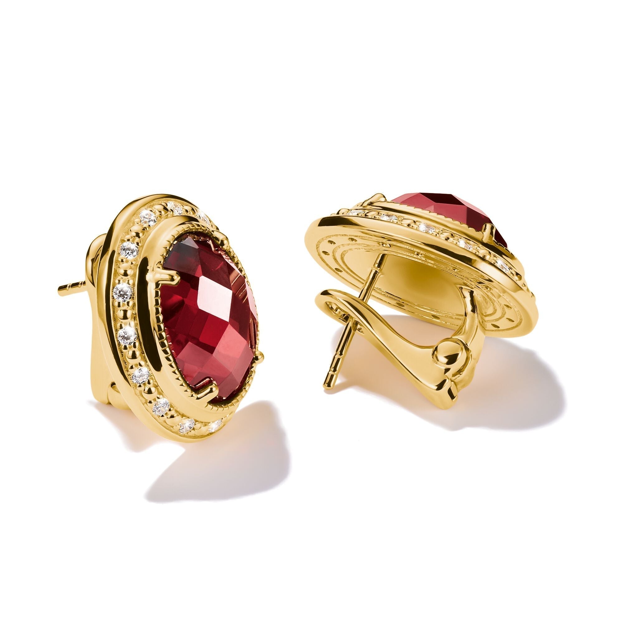THOMAS SABO Clip Earrings with Red Stones