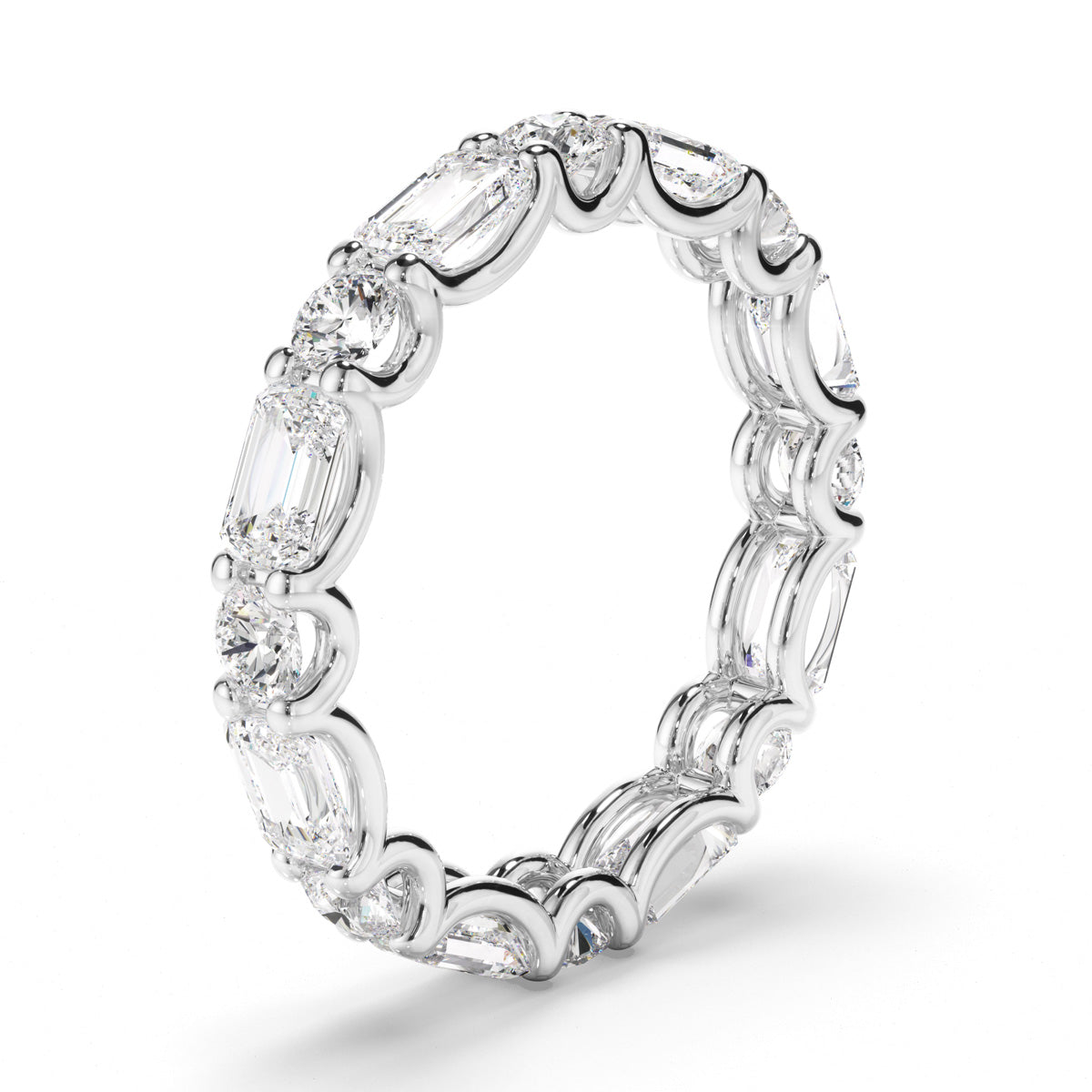 Round Brilliant & Emerald Cut Diamond Eternity Ring