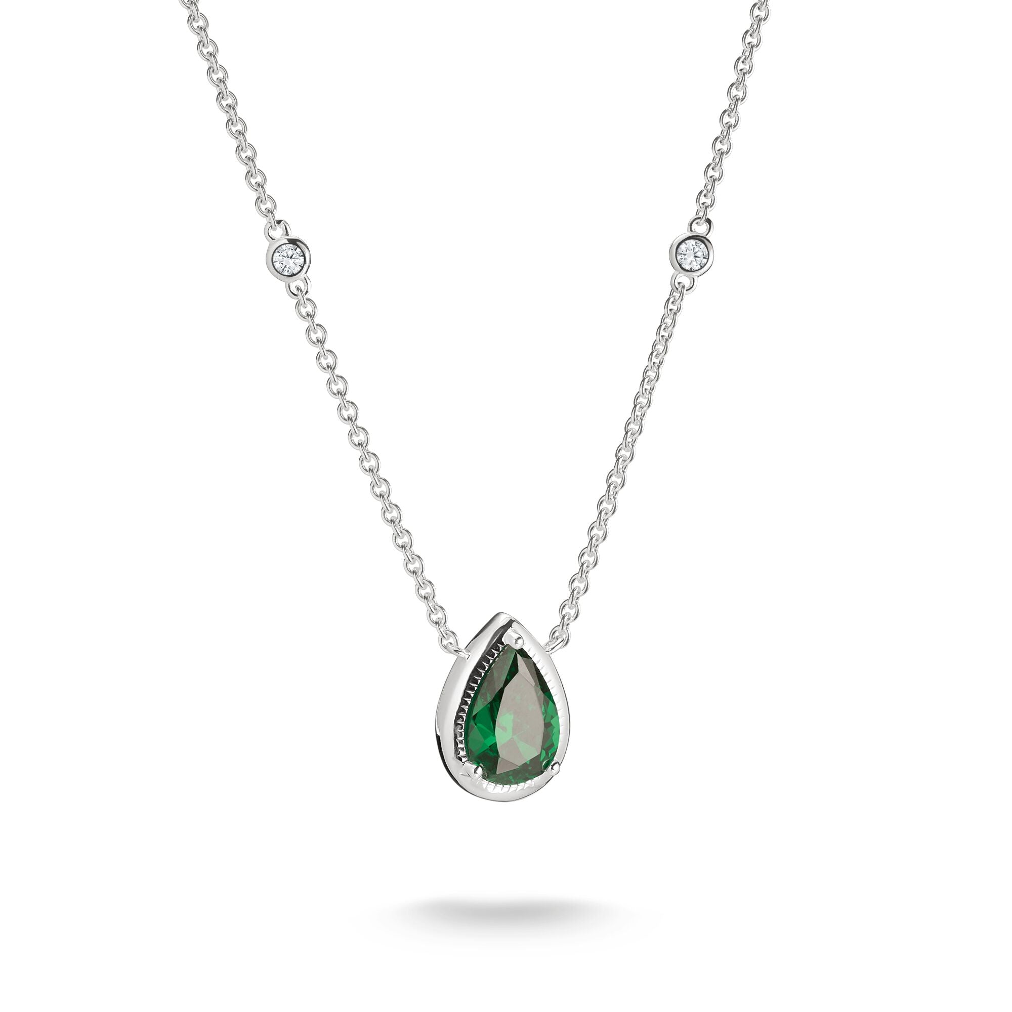 THOMAS SABO Necklace with Green Teardrop Stone Silver