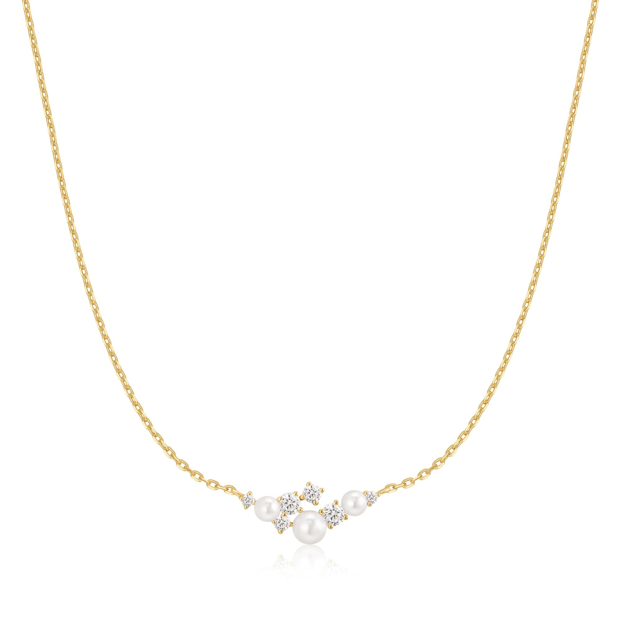 Ania Haie Silver Shell Pearl Cluster Necklace