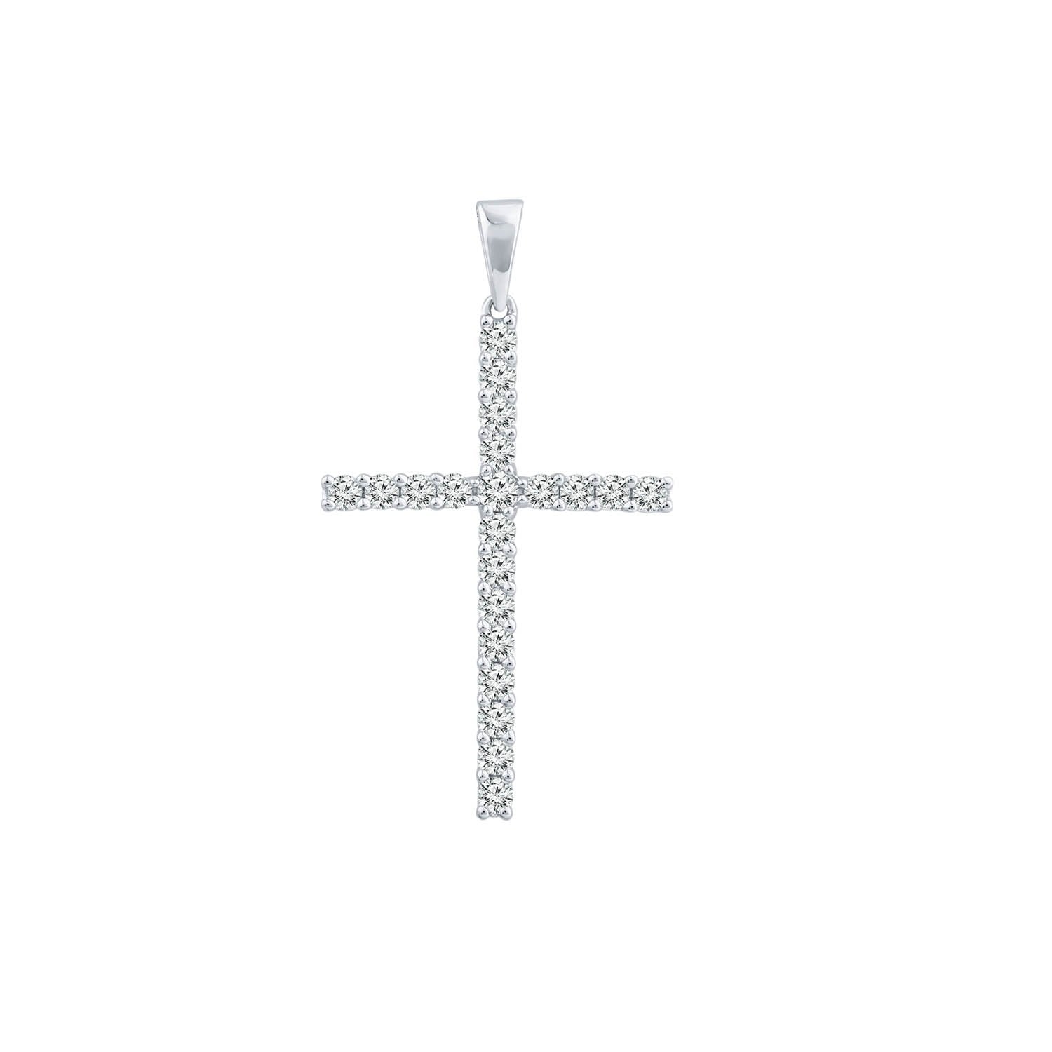9ct White Gold 0.50ct Diamond Cross Pendant