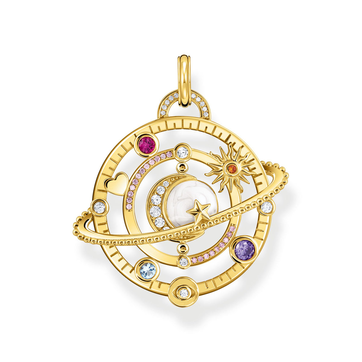 THOMAS SABO Gold Planetary Ring Pendant with Colourful Stones