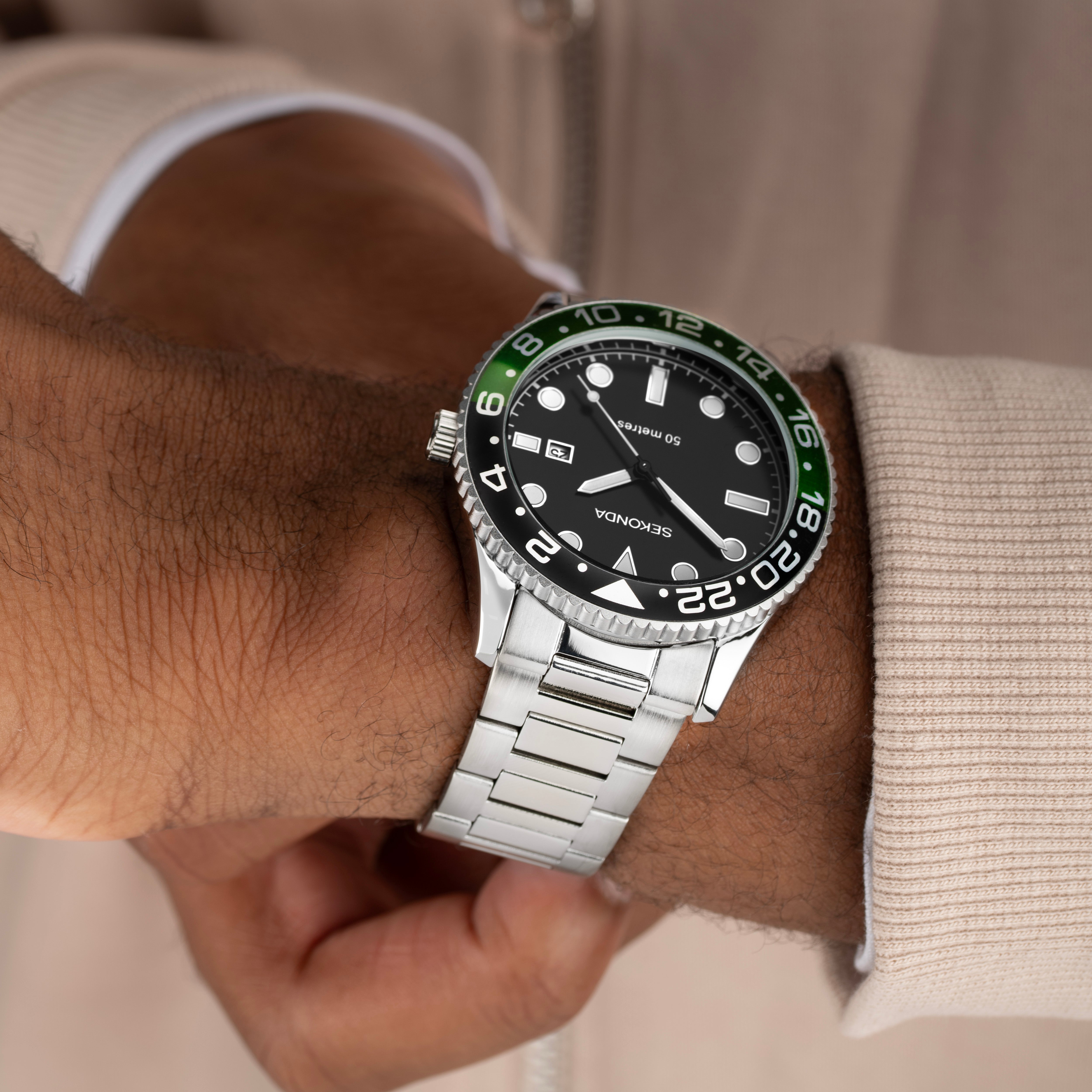 Sekonda Ocean Silver & Black Watch - SK30197