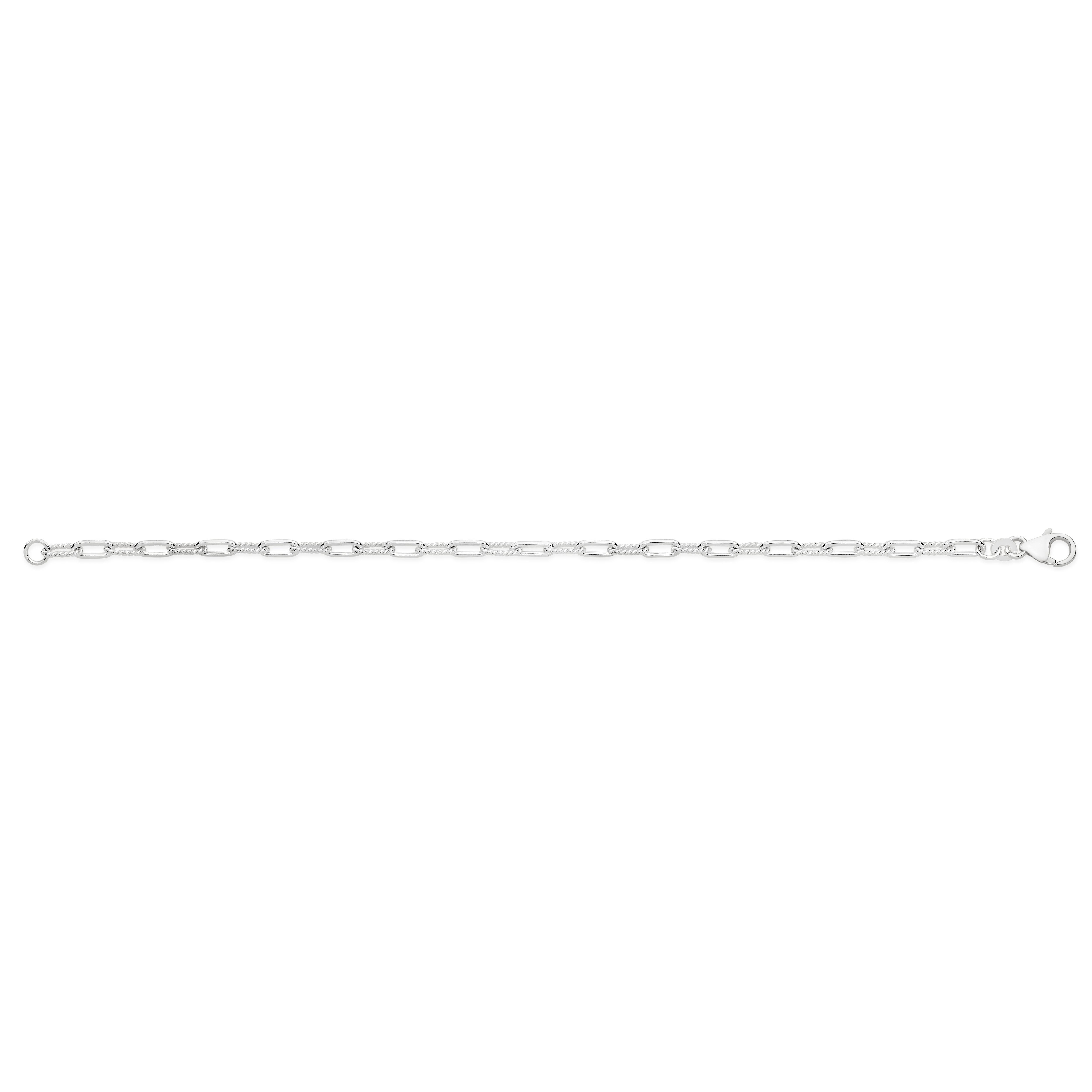 Silver Alternating Twist Paperclip Link Bracelet