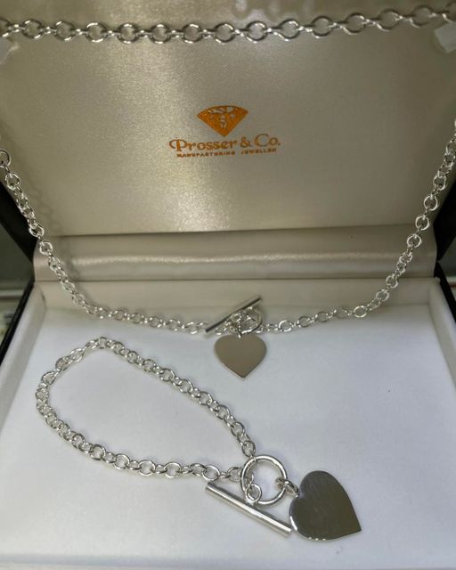 Silver Chain Set. Cable chain bracelet and Necklace set