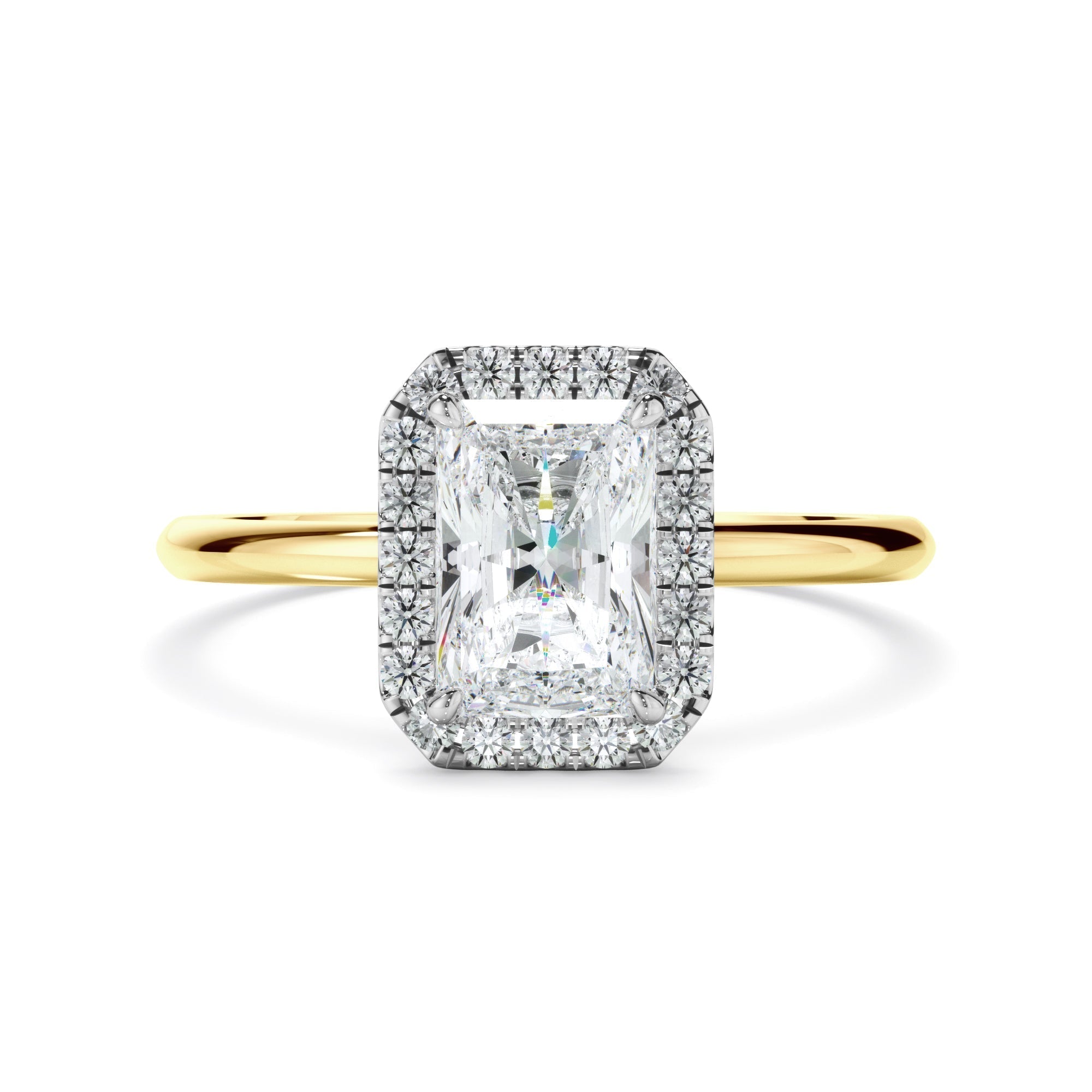 Radiant Cut Diamond Halo Engagement Ring