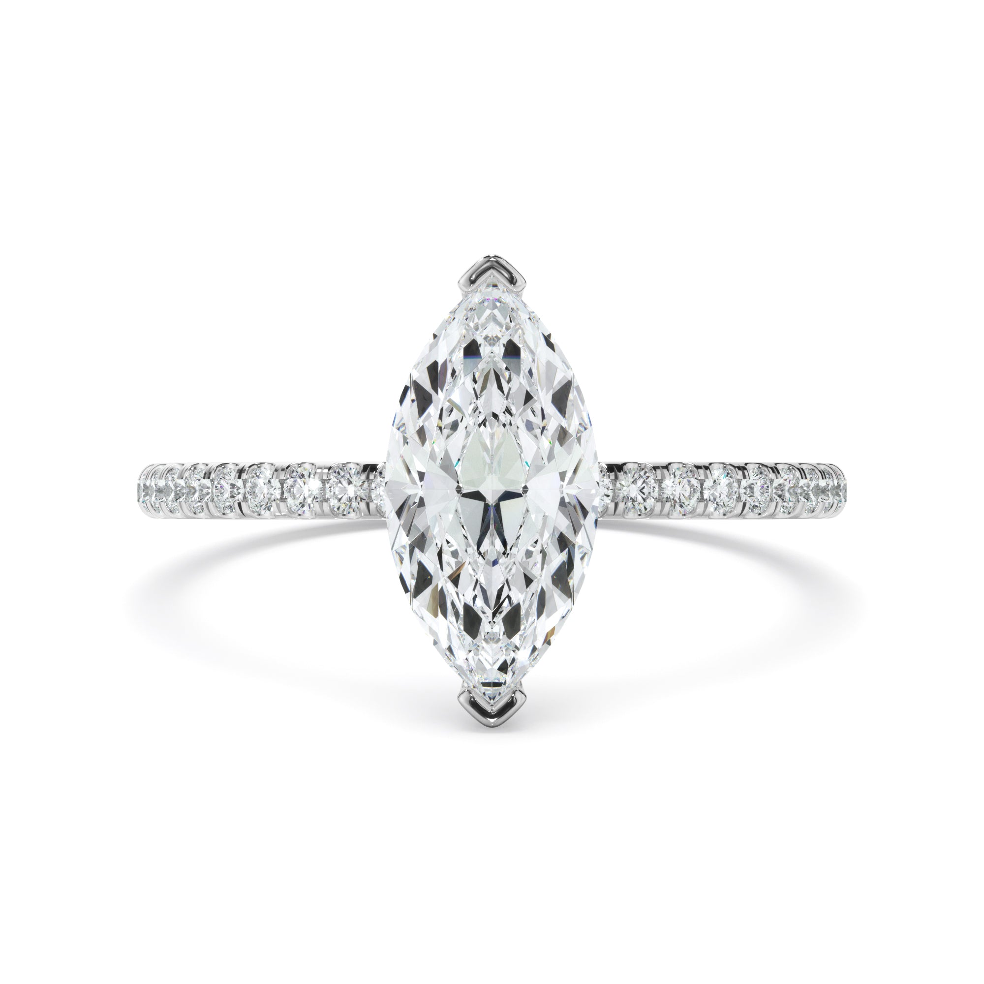 Marquise Cut Diamond Engagement Ring With Pave Band