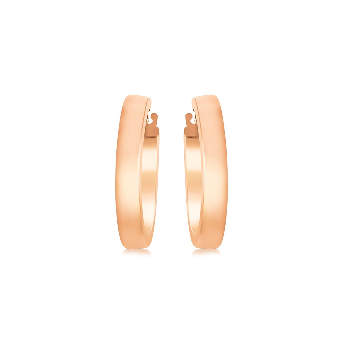 9ct Rose Gold 3mm Rectangular-Tube 15mm Hoop Creole Earrings