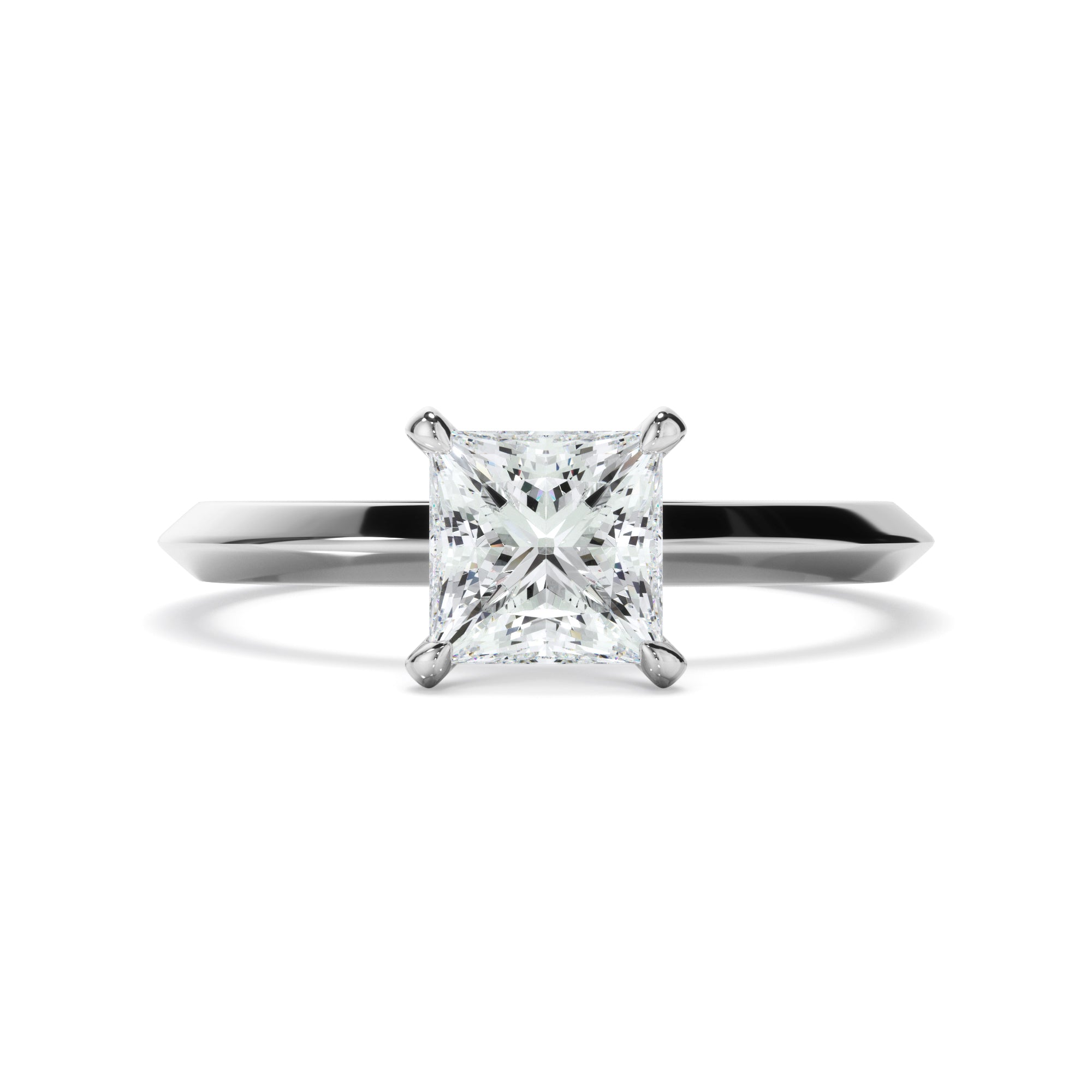 Princess Cut Diamond Solitaire Knife Edge Engagement Ring