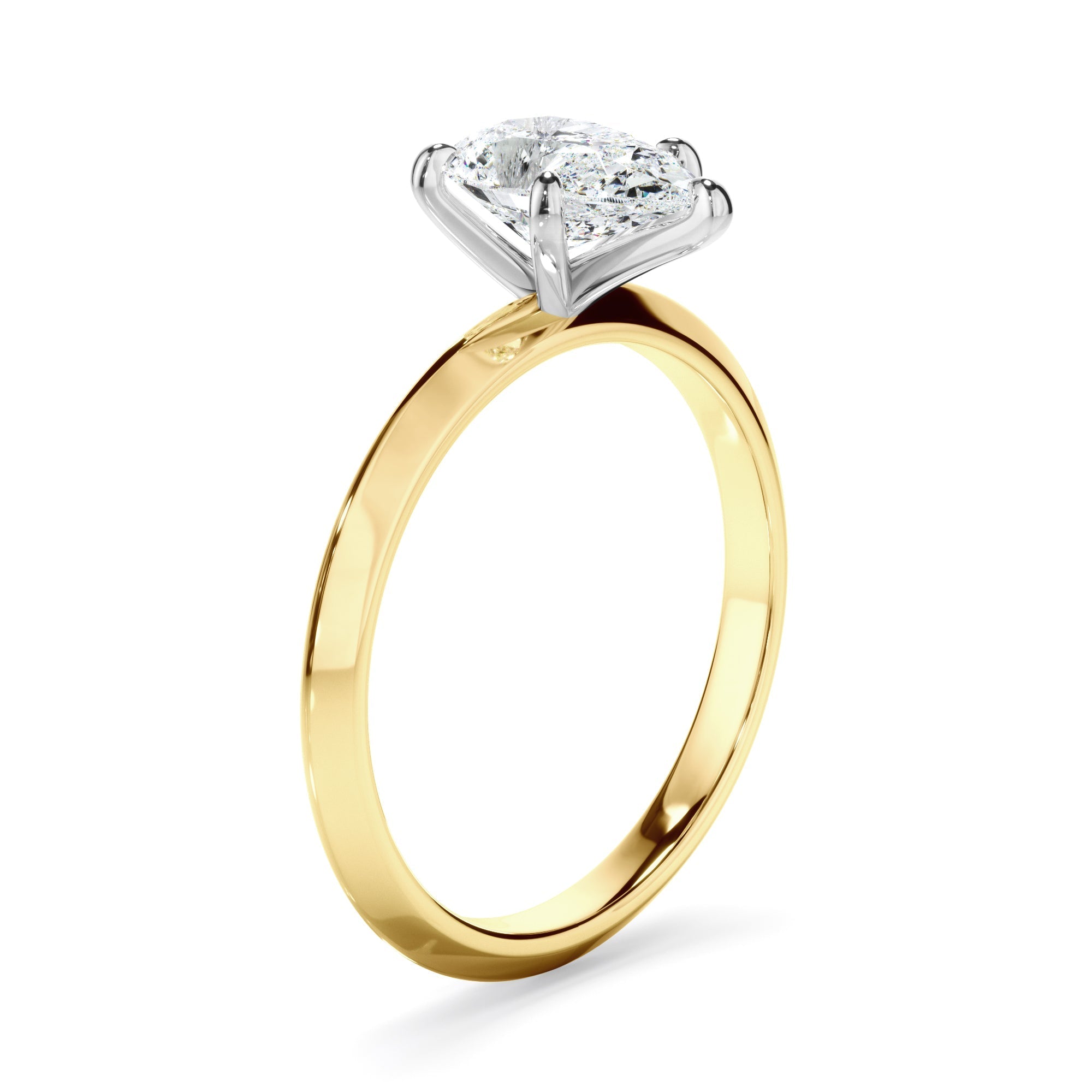 Pear Cut Diamond Solitaire Knife Edge Engagement Ring