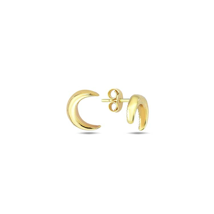 9ct Yellow Gold Cresent Moon Stud Earrings
