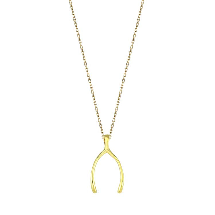 9ct Yellow Gold Lucky Wishbone Necklace 40-45cm