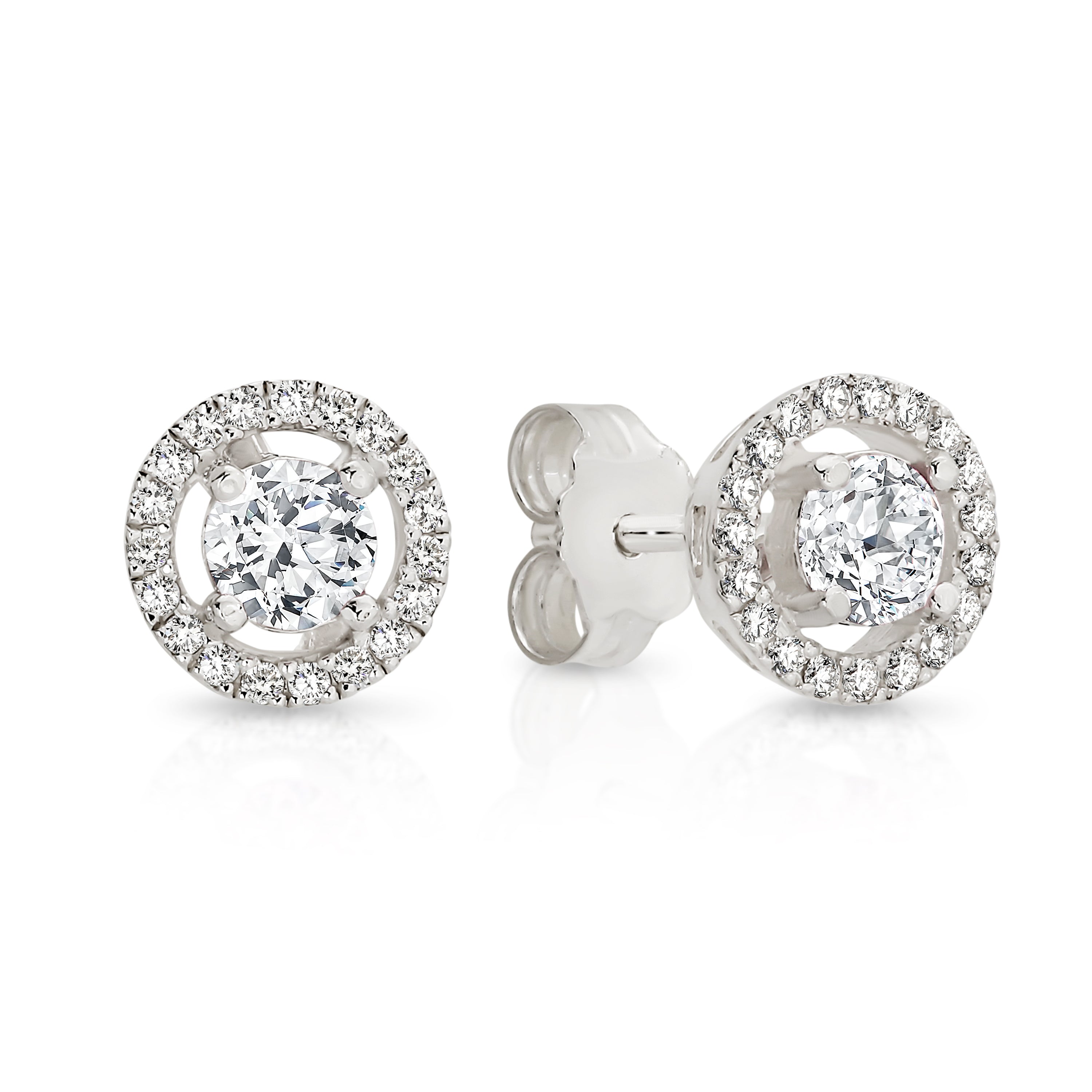 Silver cubic zirconia halo studs