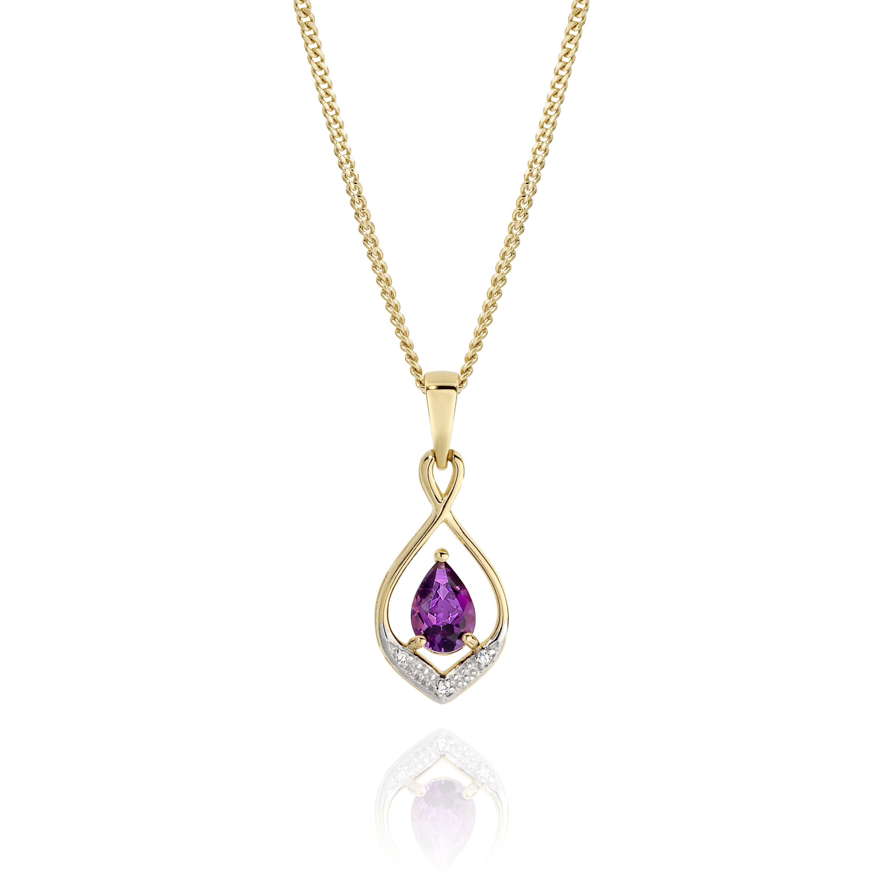 9ct amethyst & diamond pendant