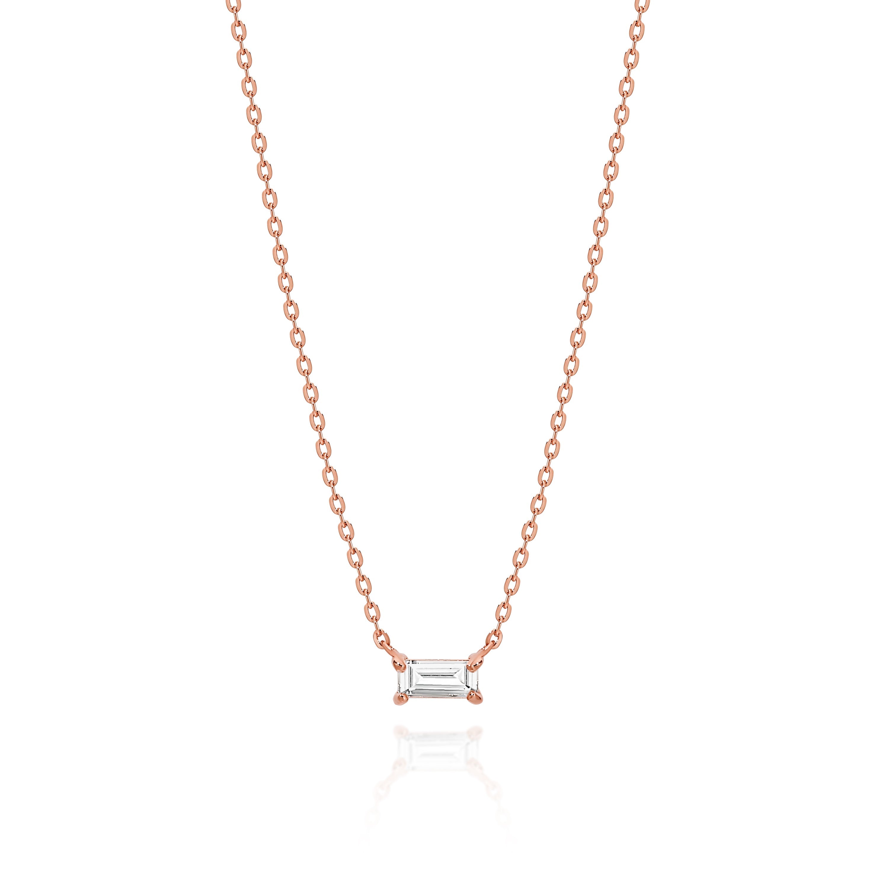 9ct rose gold emerald cut necklet