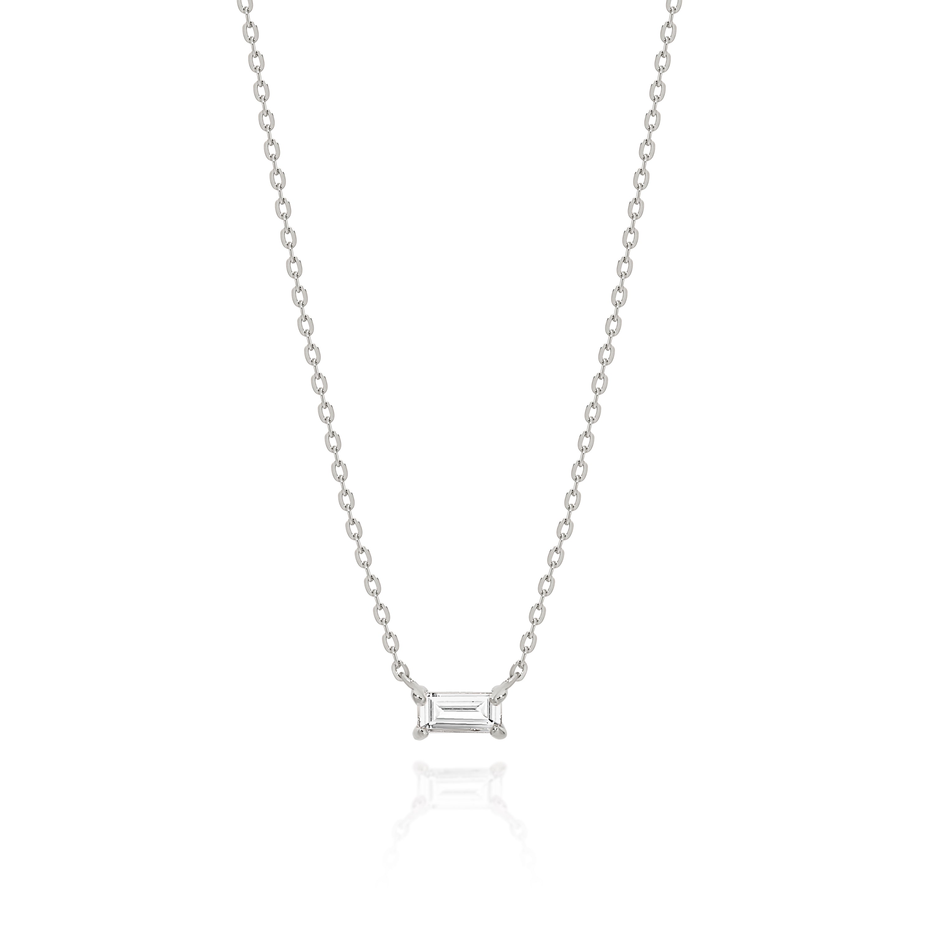 9ct white gold emerald cut necklet