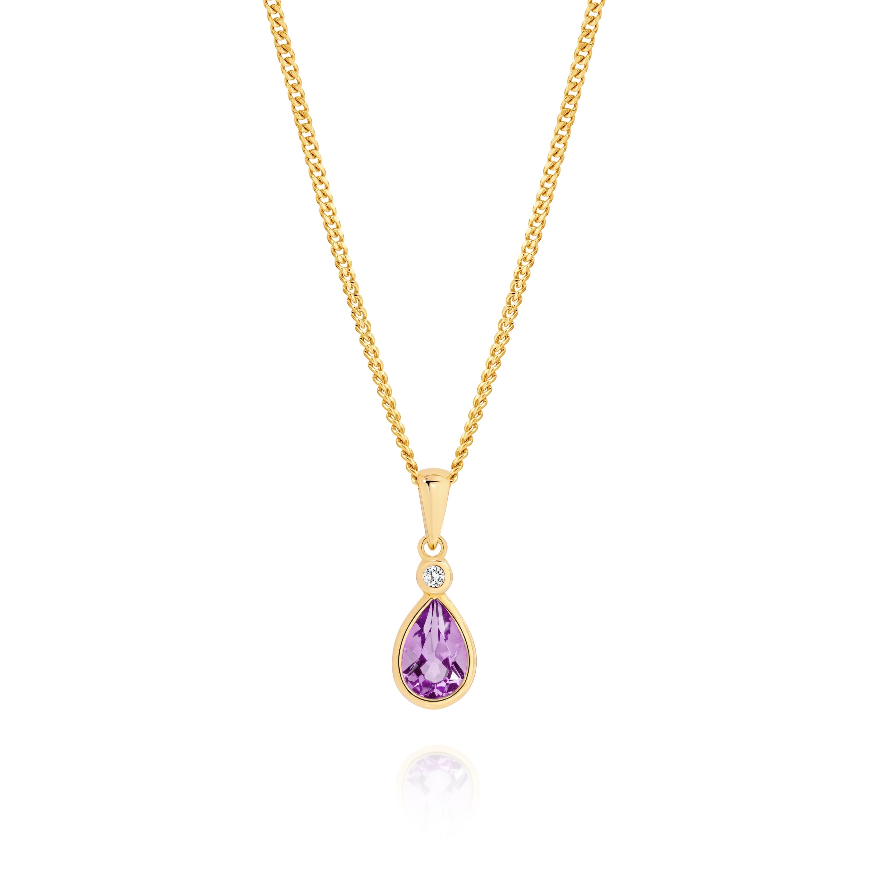 9ct amethyst & cubic zirconia pendant