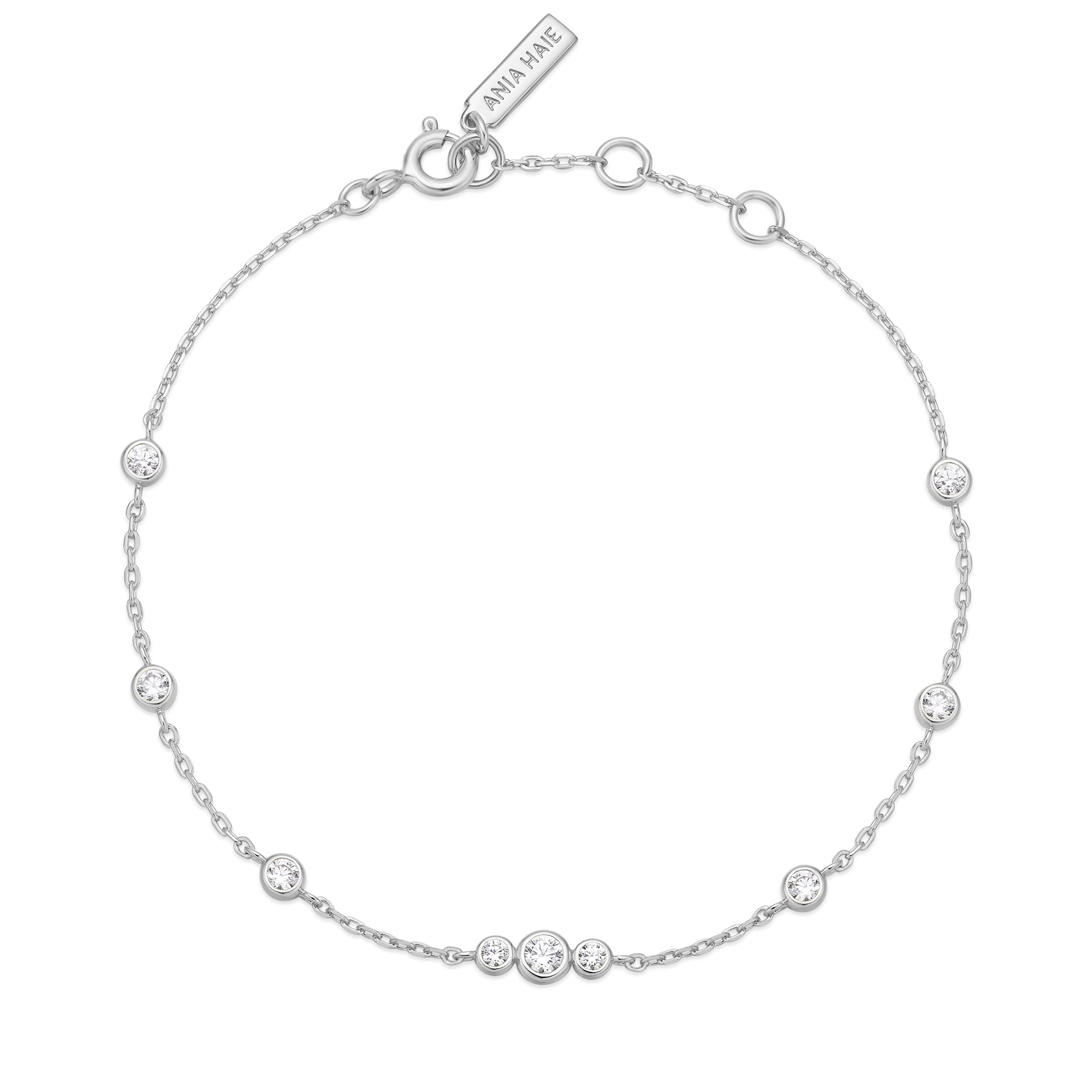 Ania Haie Silver Sparkling Bezel Cubic Zirconia Station Bracelet