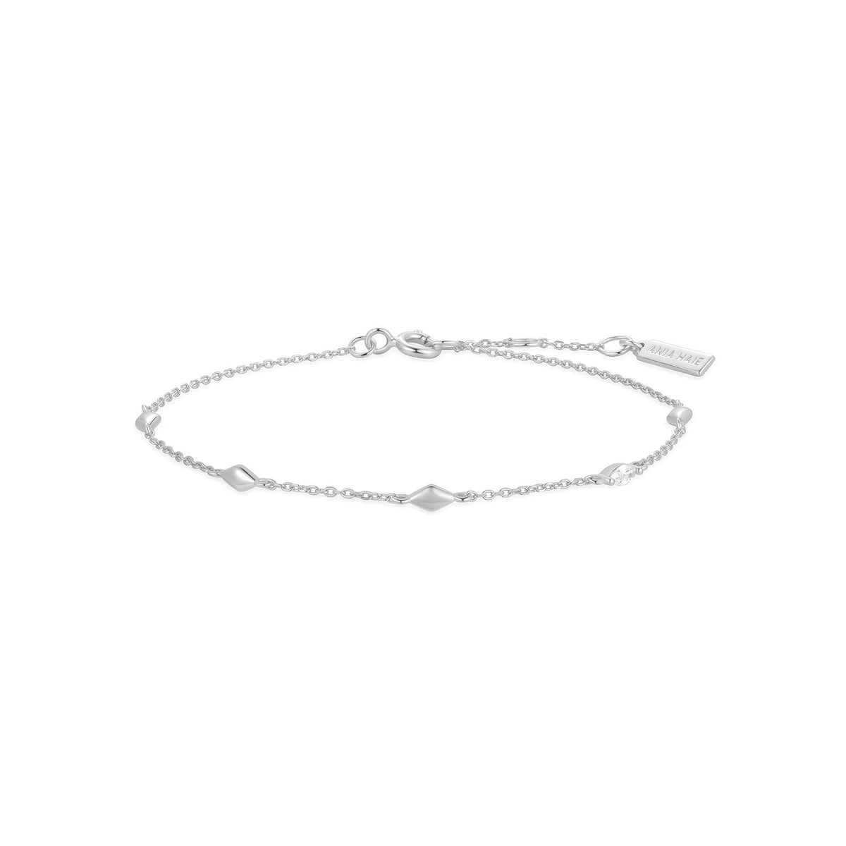 Silver Multi Rhombus Station Bracelet