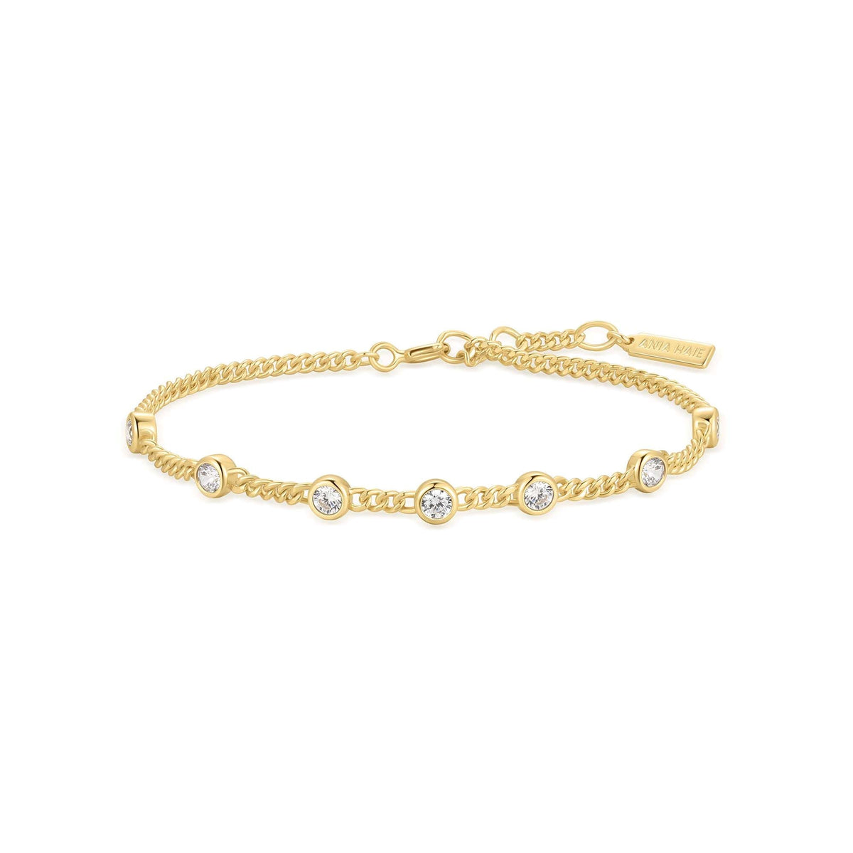 Gold Multi Station Round Stone Chain Bracelet