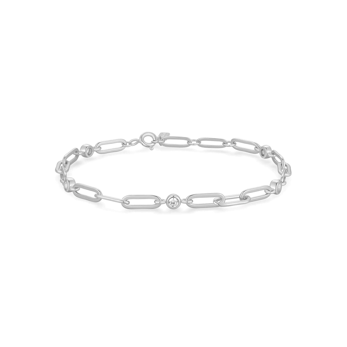 Ania Haie Silver Bezel Station Paper Clip Chain Bracelet
