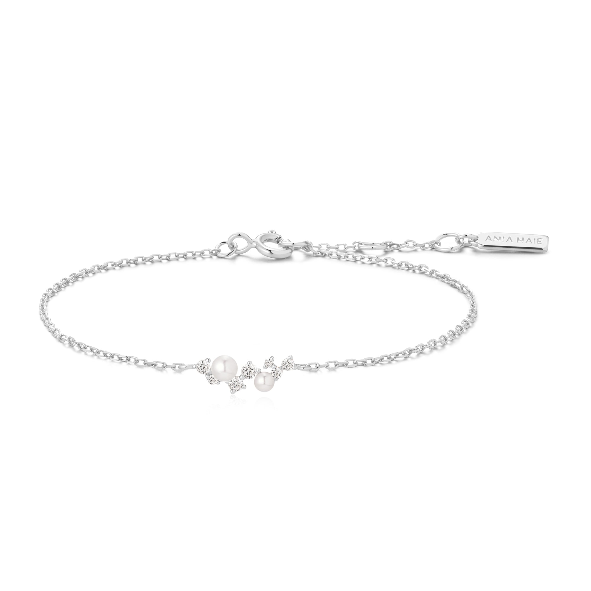 Ania Haie Silver Shell Pearl Cluster Bracelet
