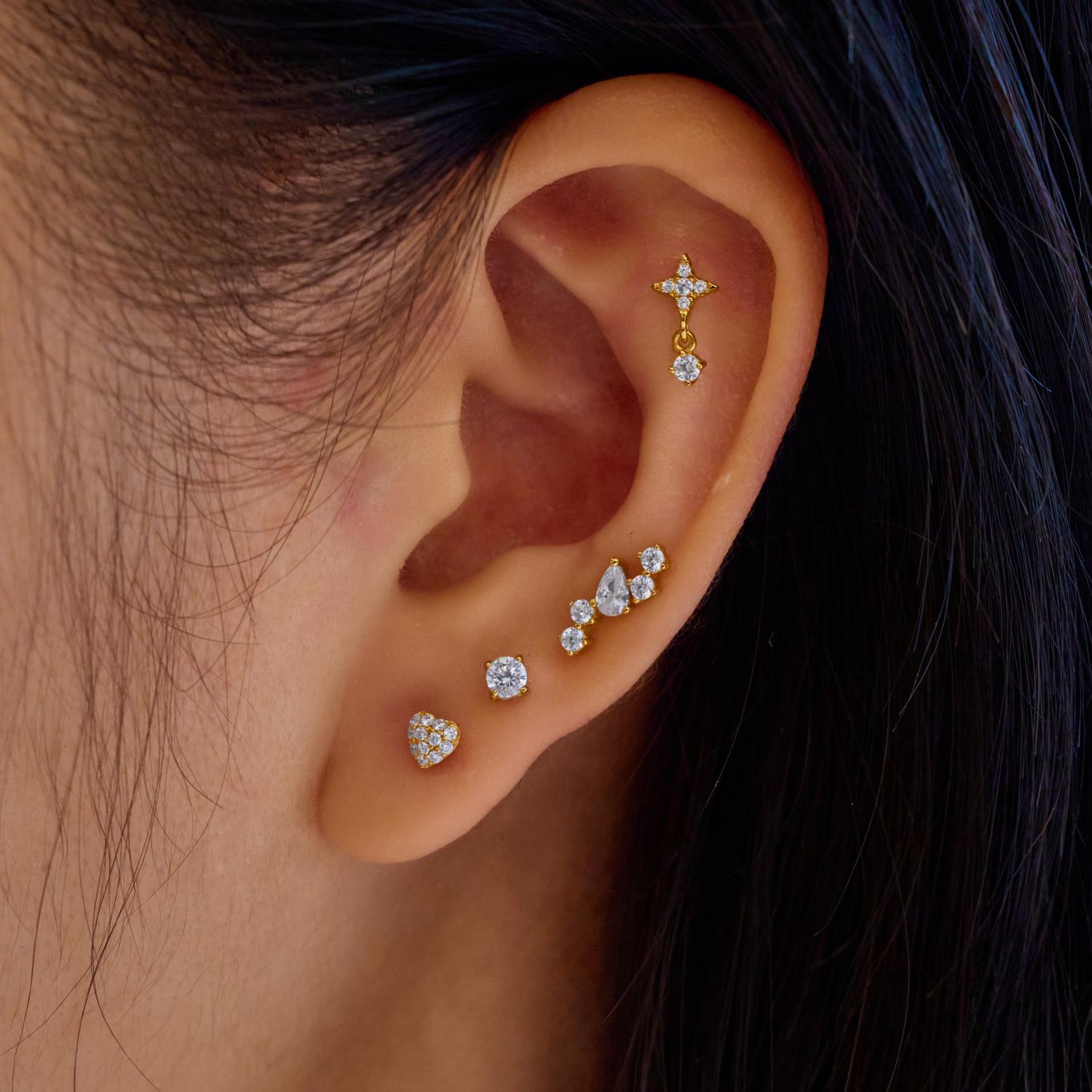 Ania Haie Gold Star Dangle Barbell Single Earring