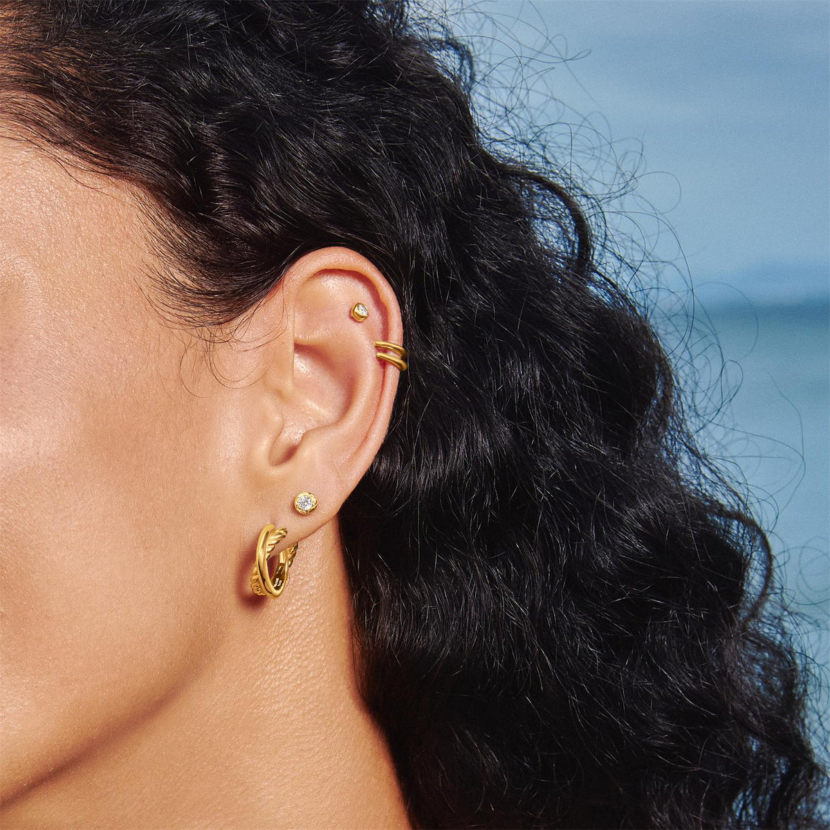 Ania Haie Gold Entwined Dual Huggie Hoop Earrings
