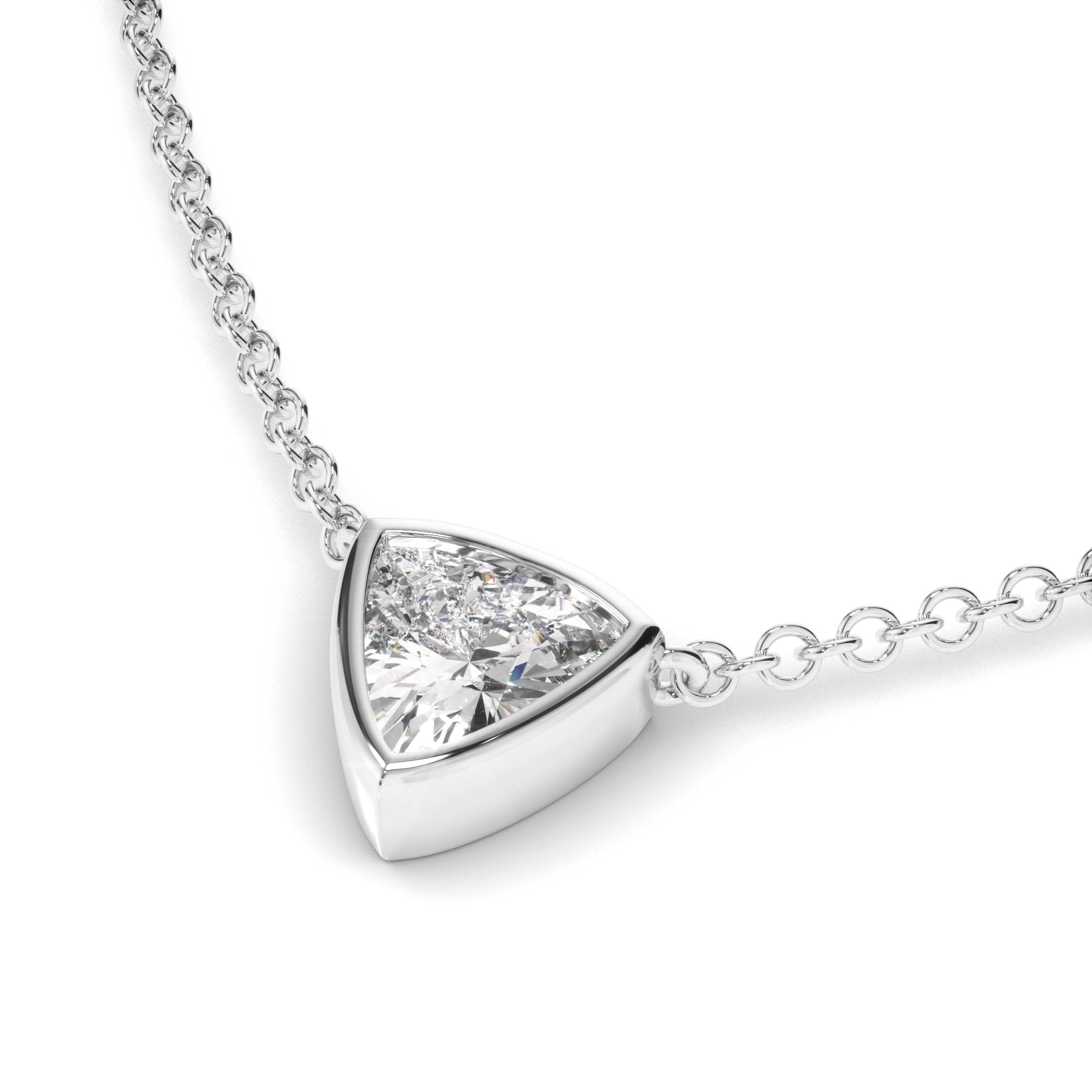 Trilliant Cut Diamond Bezel Set Necklet