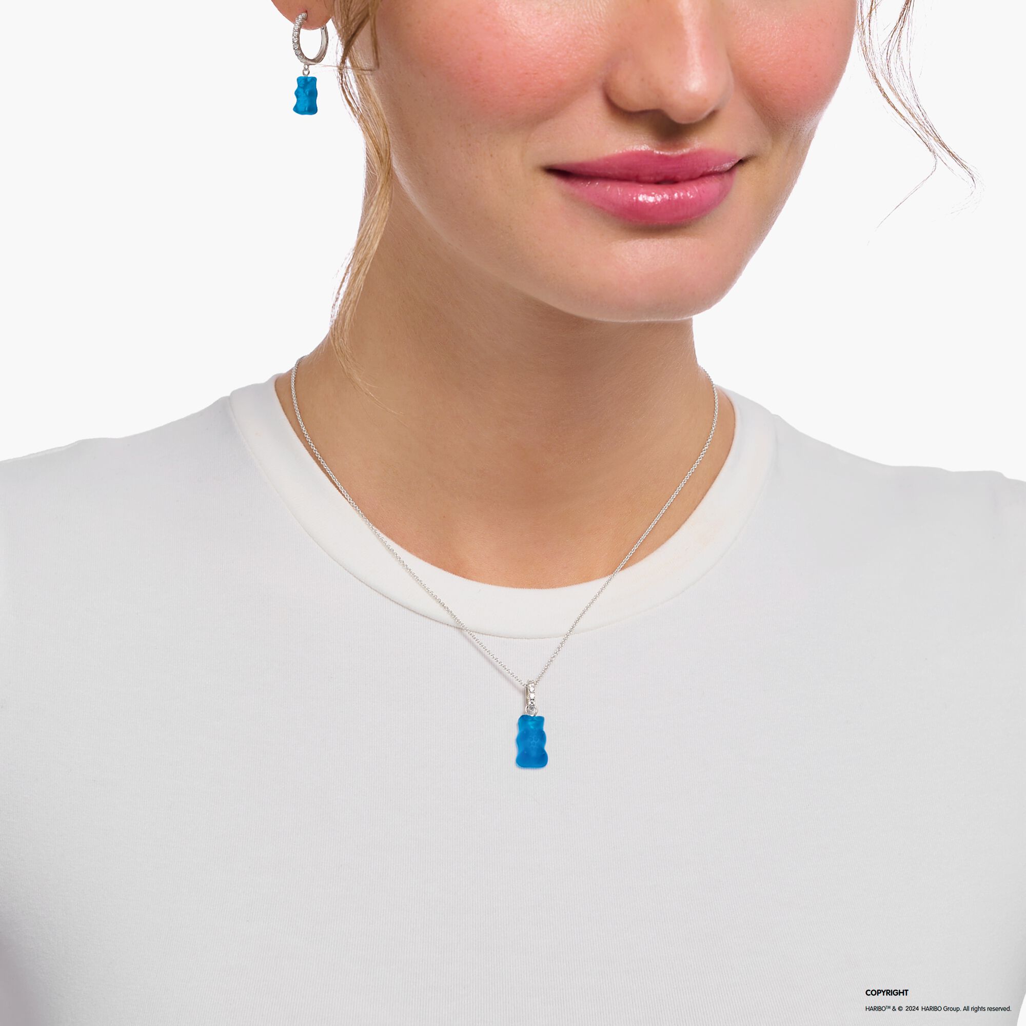 THOMAS SABO Necklace with blue goldbears pendant and zirconia