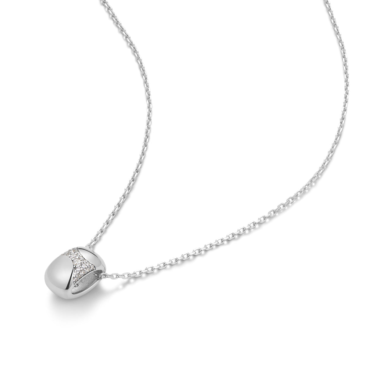 Ania Haie Silver Puffed Rivulet Pave Necklace