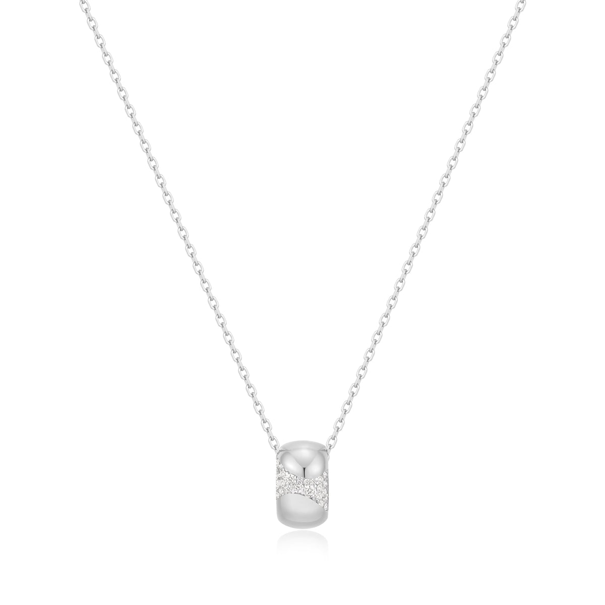 Ania Haie Silver Puffed Rivulet Pave Necklace