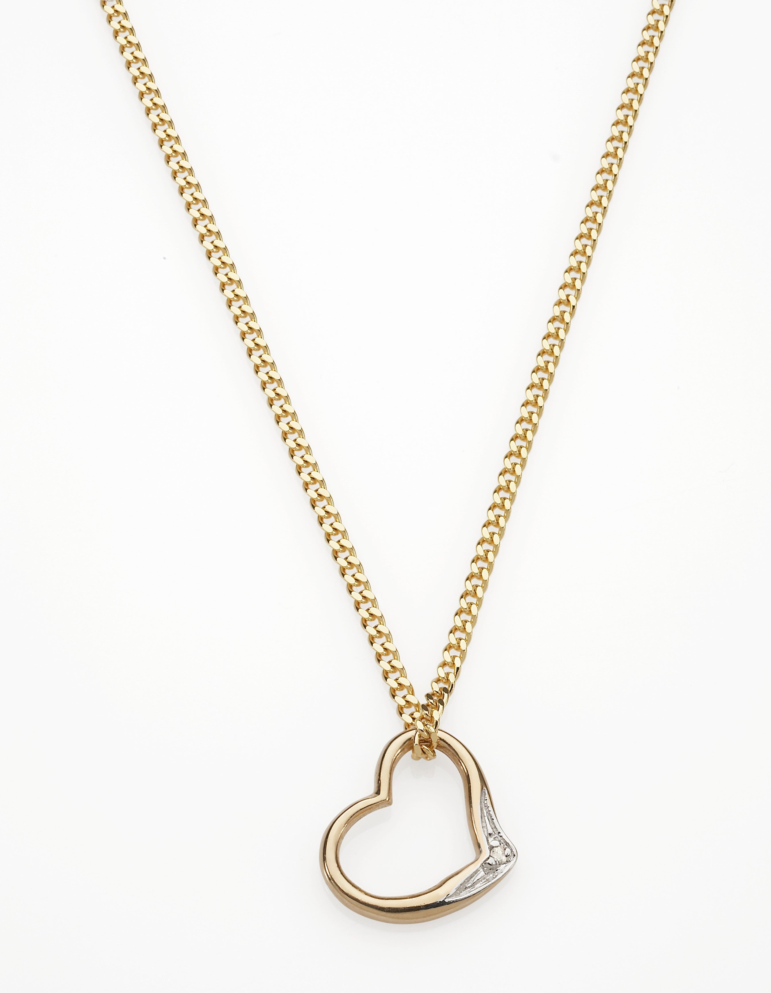 9ct gold diamond heart pendant