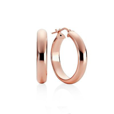 9ct Rose Gold Plated 20mm Hoop Earrings